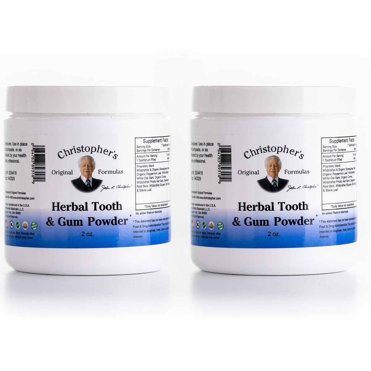 Christopher's Original Formulas polvo dental para dientes y encías, pack 2, cuidado bucal natural