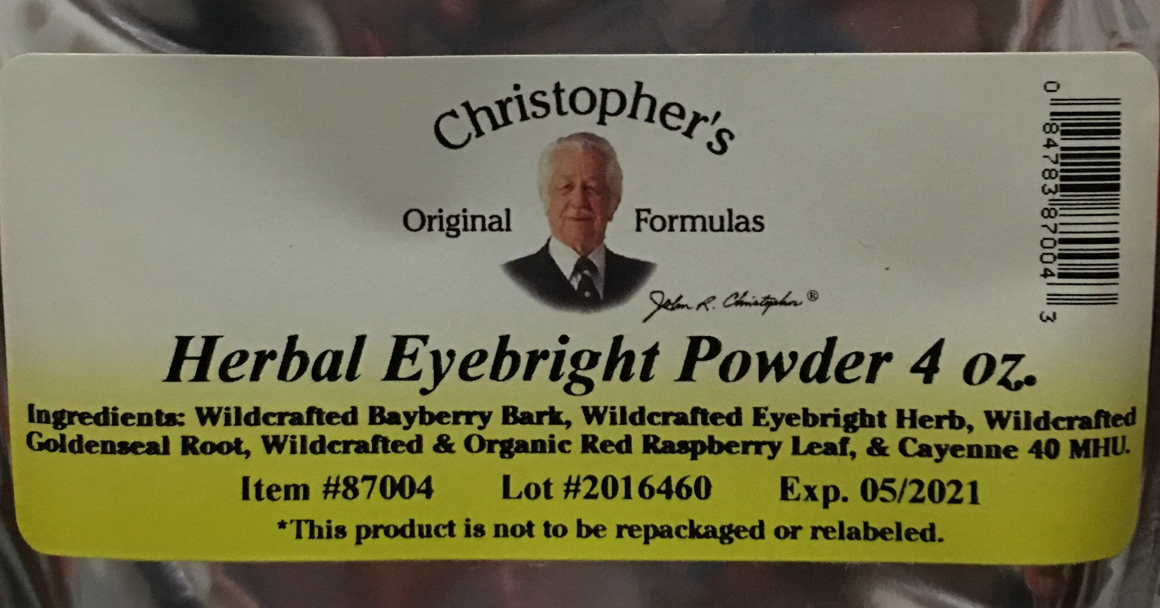 Christopher's Original Formulas Eyebright en polvo con cuchara, útil para apoyar visión saludable cada día.