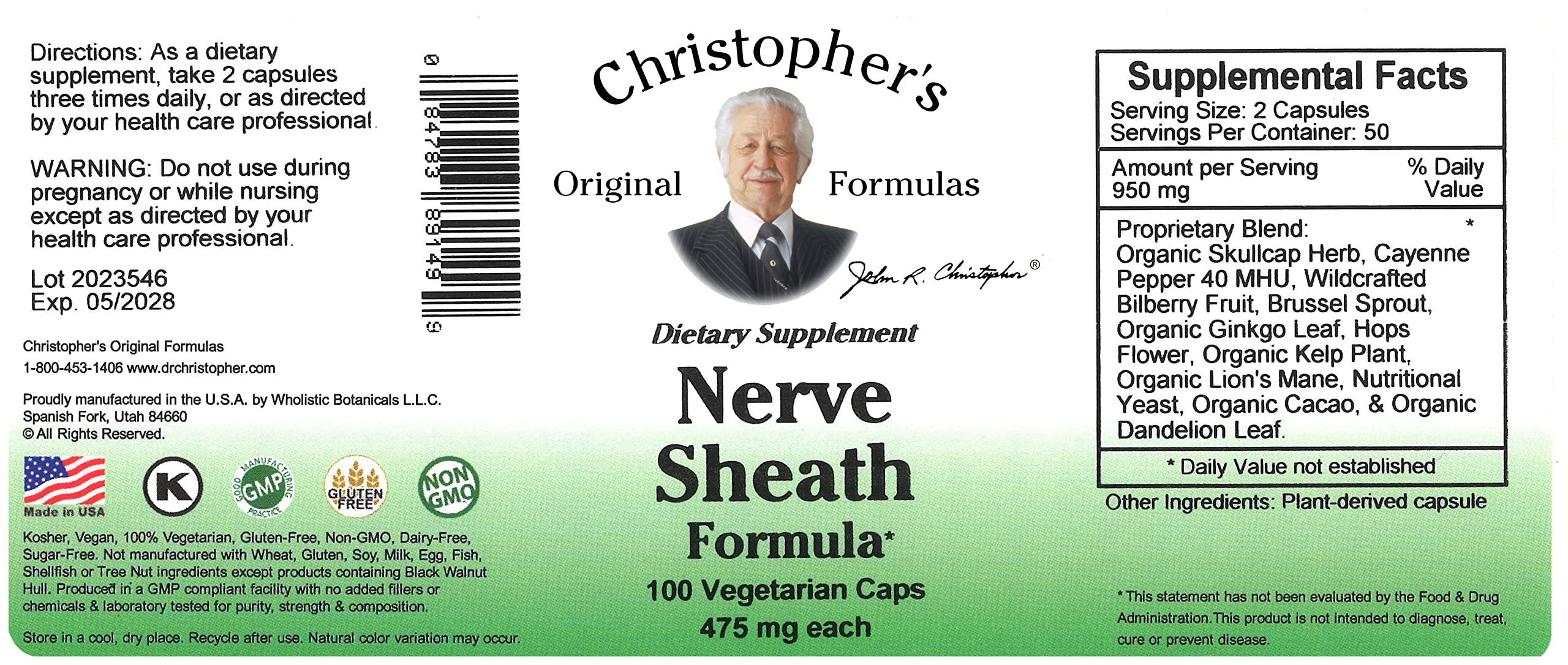 Christopher's Original Formulas toma diaria para salud nerviosa y comodidad.