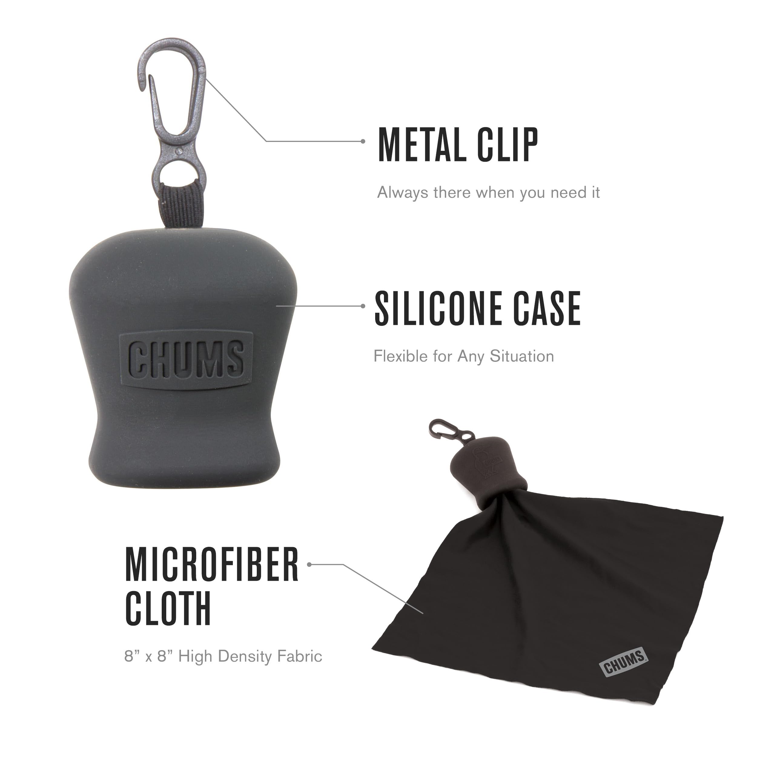 Chums clip incorporado para enganchar en bolso o mochila.
