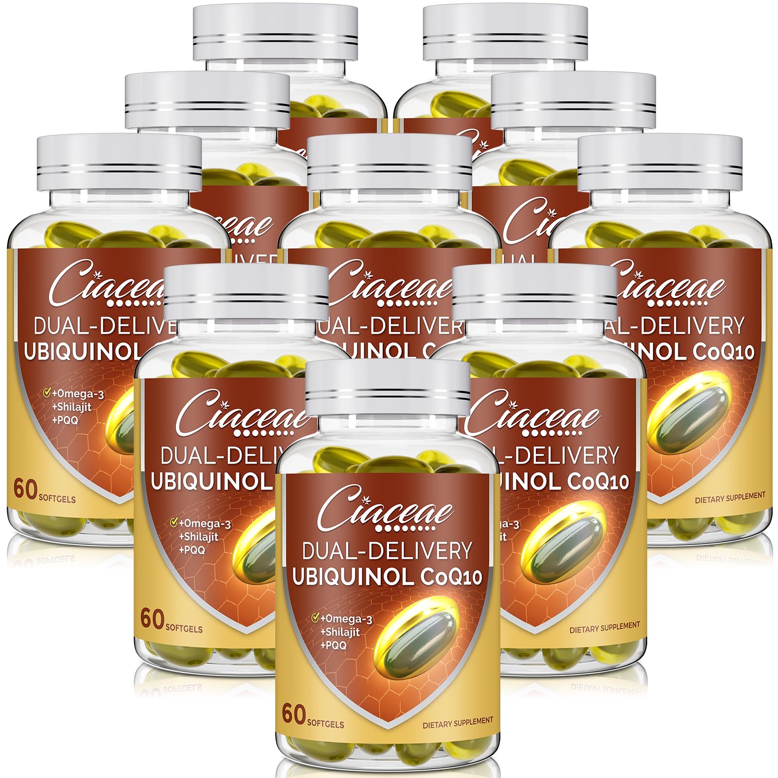 Ciaceae Ubiquinol CoQ10 600 mg en botella; cápsulas fáciles de tragar para apoyo diario