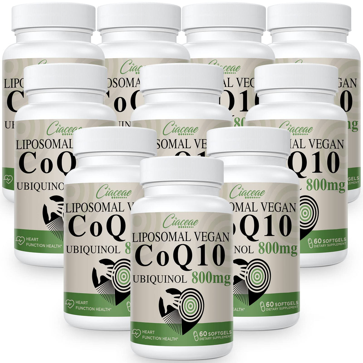 Ciaceae CoQ10 800 mg, cápsula blanda; posible apoyo antioxidante y energía