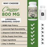 Ciaceae CoQ10 800 mg etiqueta frontal clara e informativa