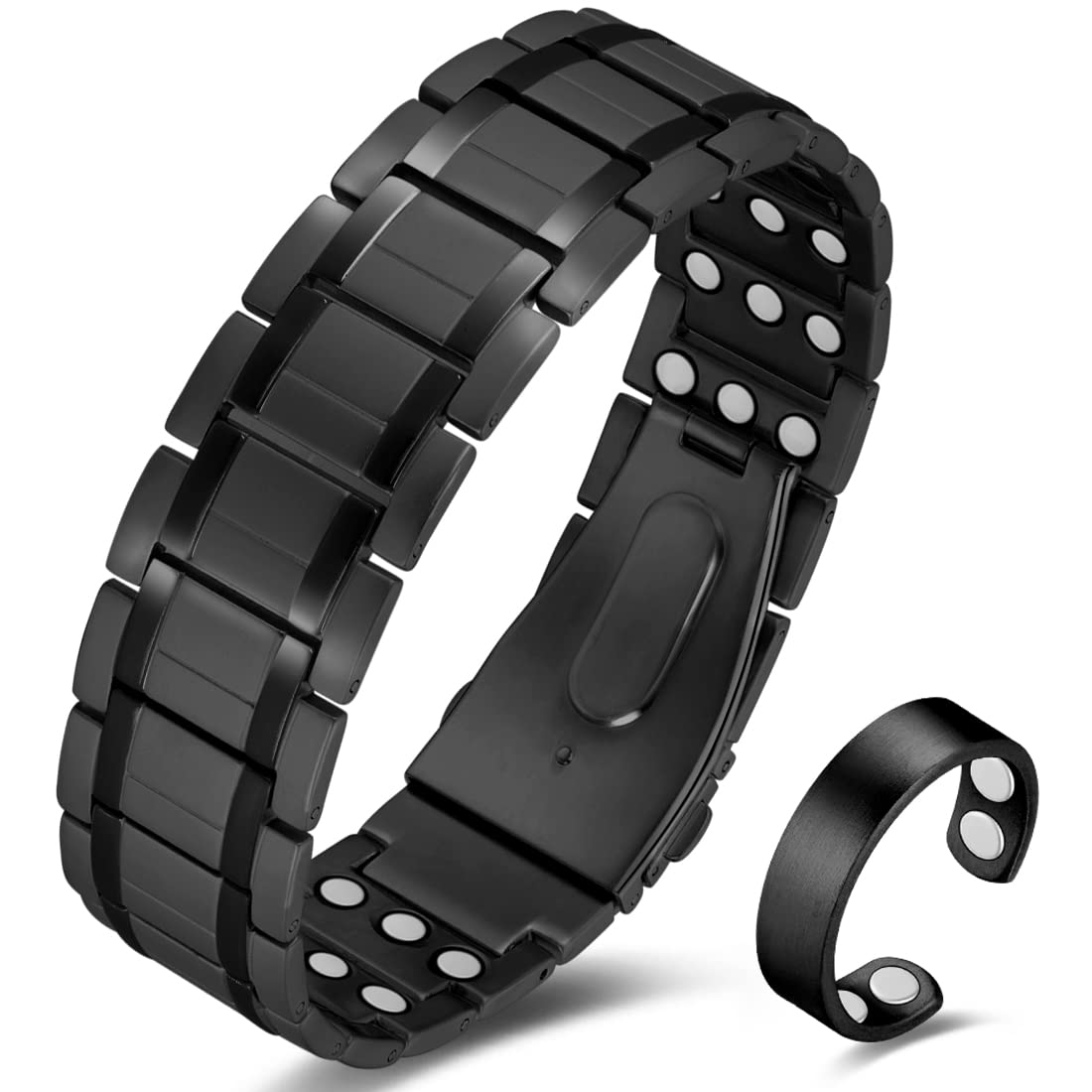 Brazalete Cigmag 3x magnético negro con cierre folding, cómodo para uso diario.