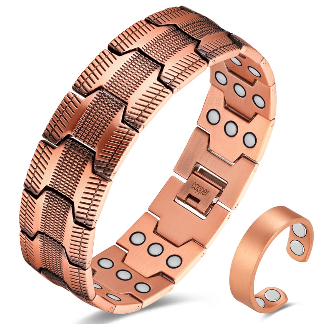 Pulsera Cigmag de cobre con 3x imanes, fuerza superior para uso diario.