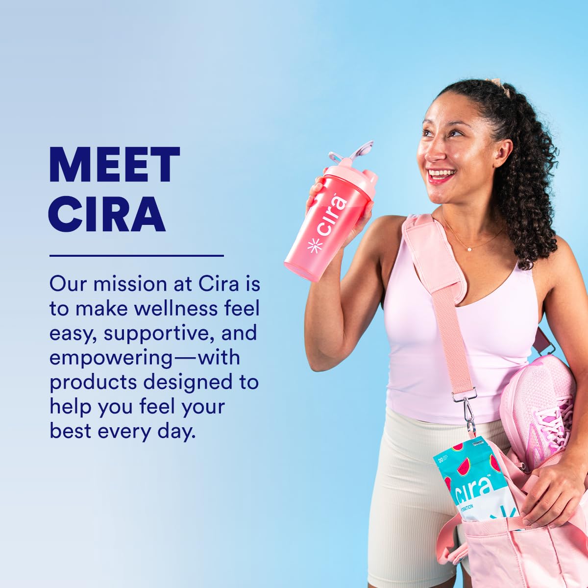 Cira Hydration stick-pack endulzado con stevia para sabor agradable