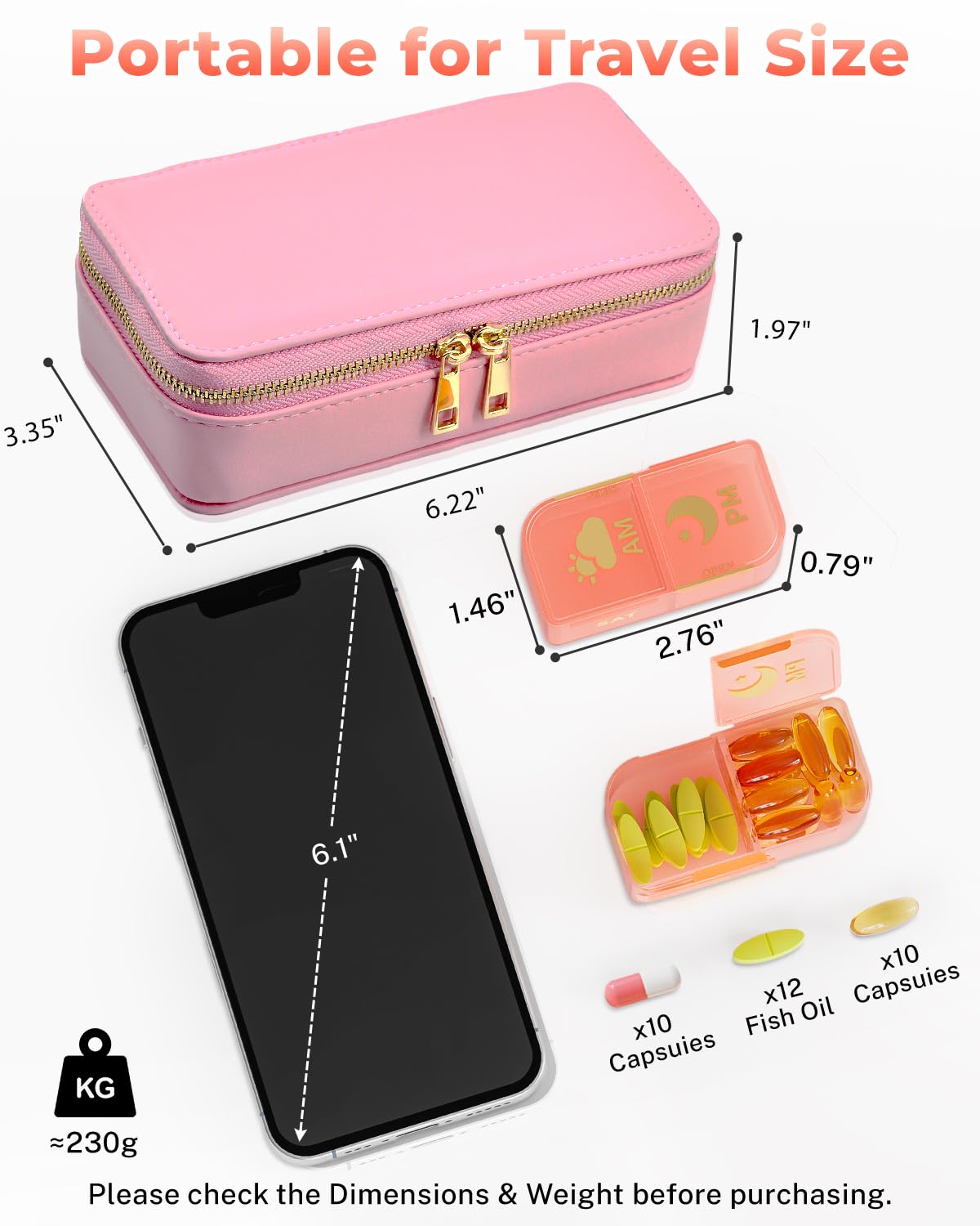 cisrgo estuche de piel PU rosa para pastillas, discreto y portátil.
