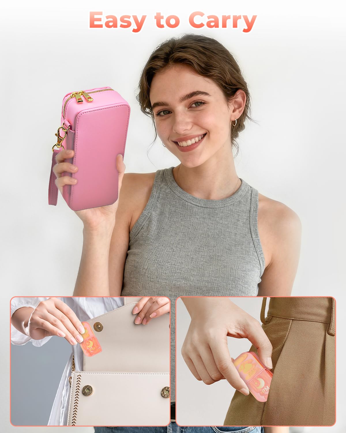 cisrgo estuche rosa elegante para uso diario y organización.