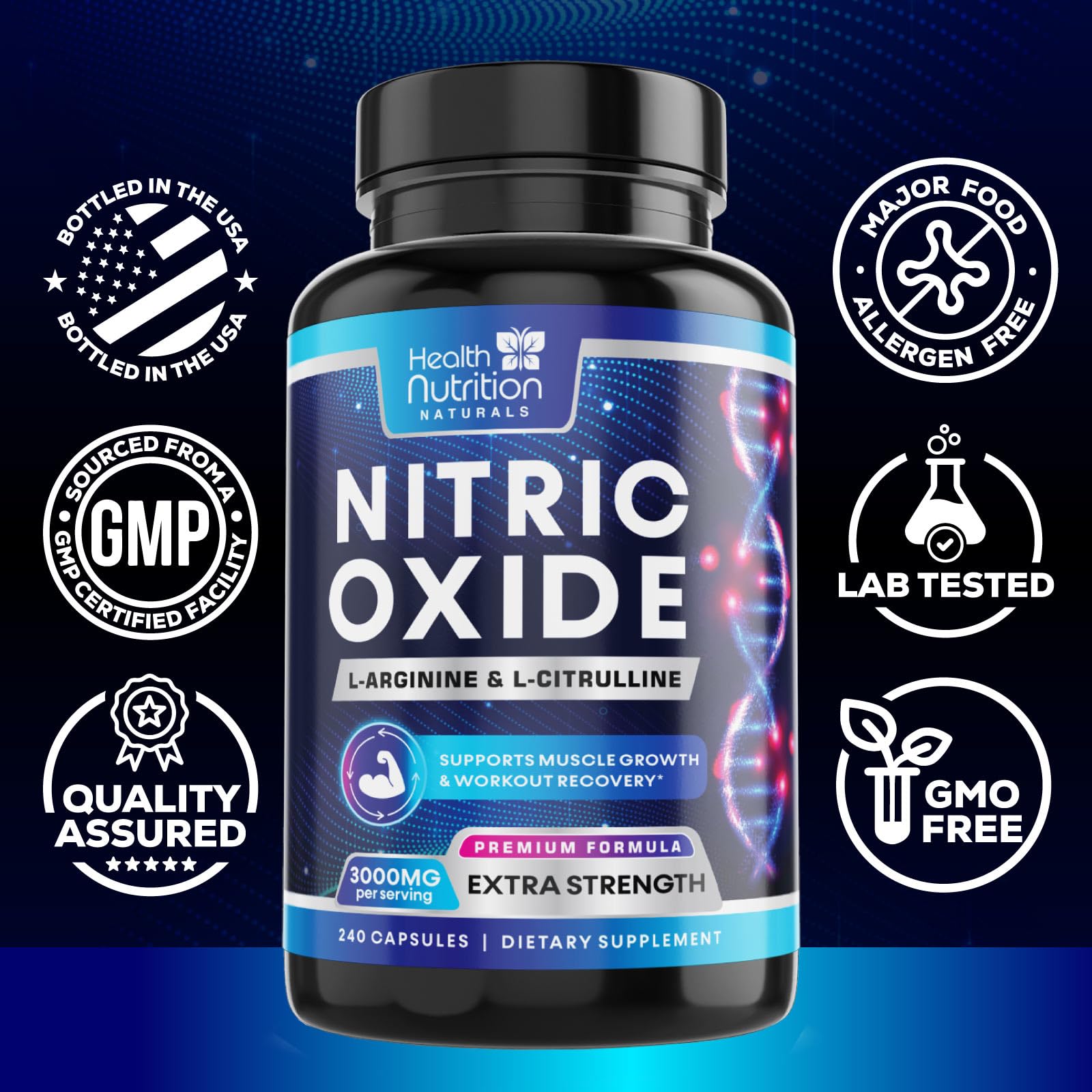 Health Nutrition Naturals: Citrulina 500 mg en cápsulas.