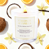 CJVIUS vela Coco y Vainilla con aroma cremoso para un ambiente cálido.