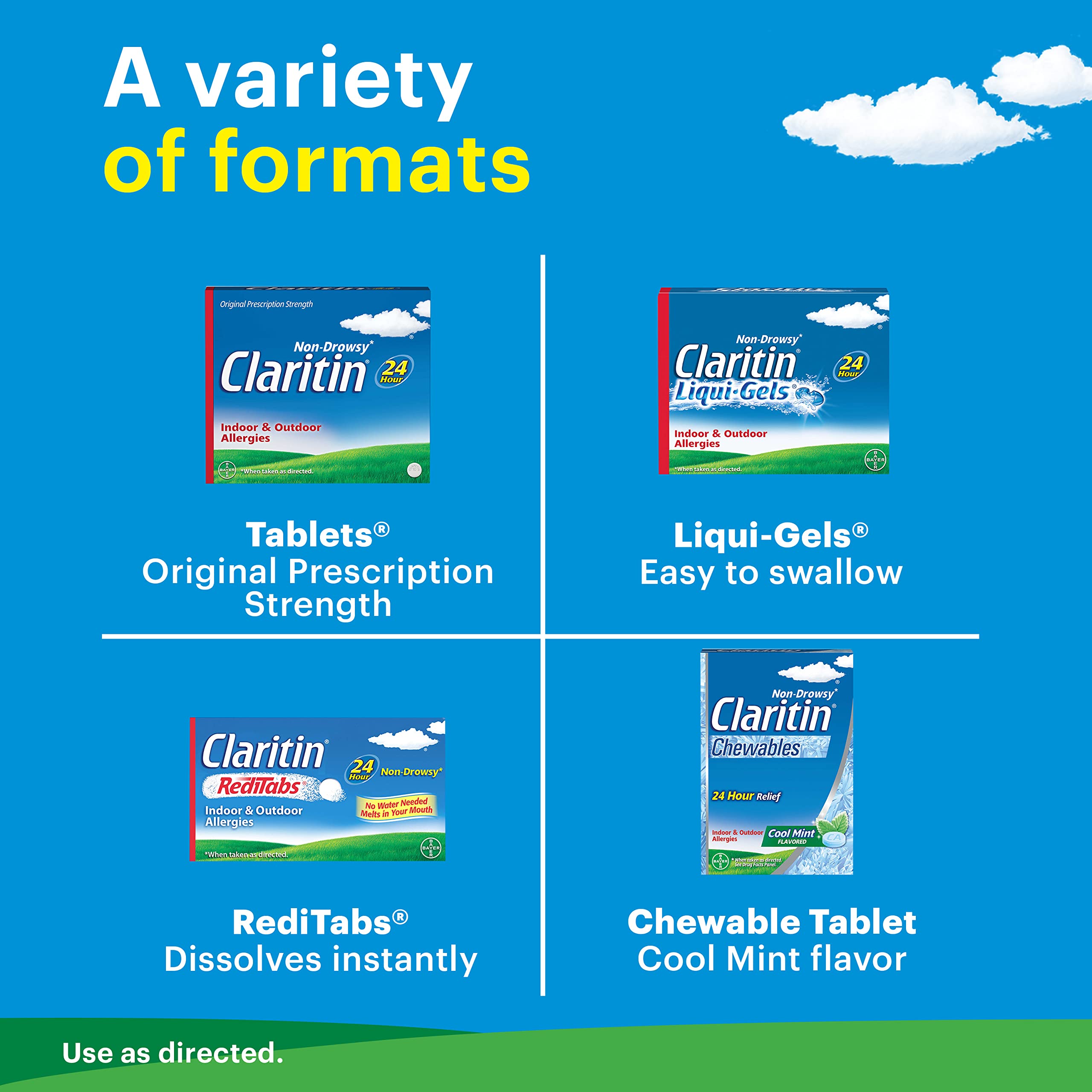 Claritin Liqui-Gels, alivio 24 horas para alergias.