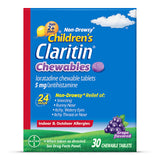 Claritin niños masticables sabor uva, 30 unidades, alivio de alergia para niños