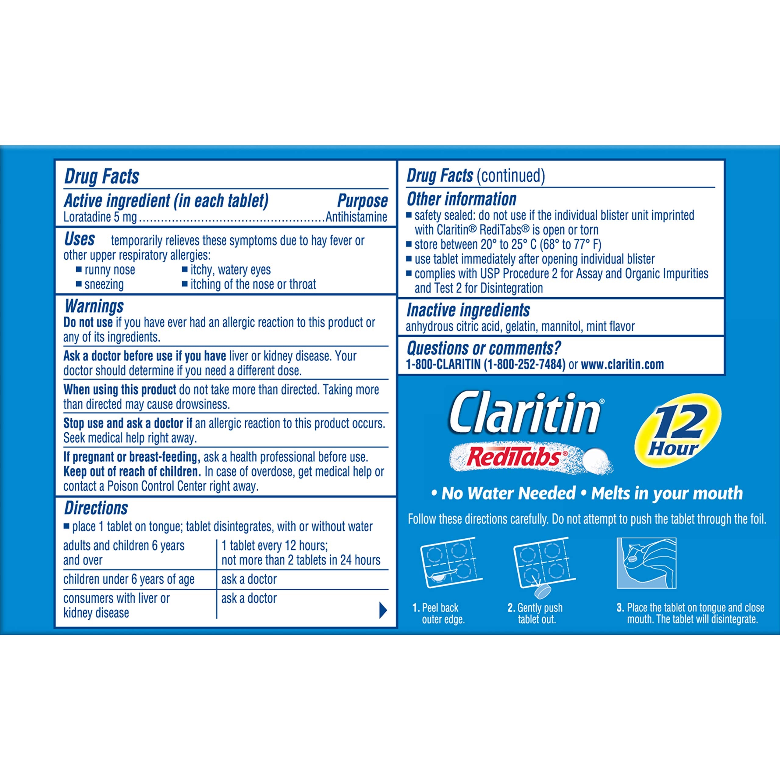 Claritin RediTabs tableta que se disuelve en la boca sin agua