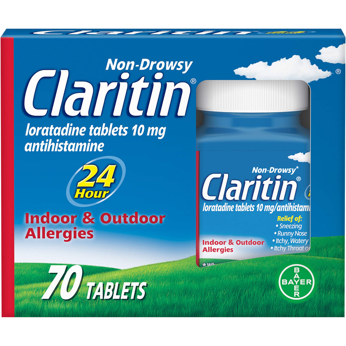 Claritin tabletas 10 mg de loratadina para alivio diario sin somnolencia.