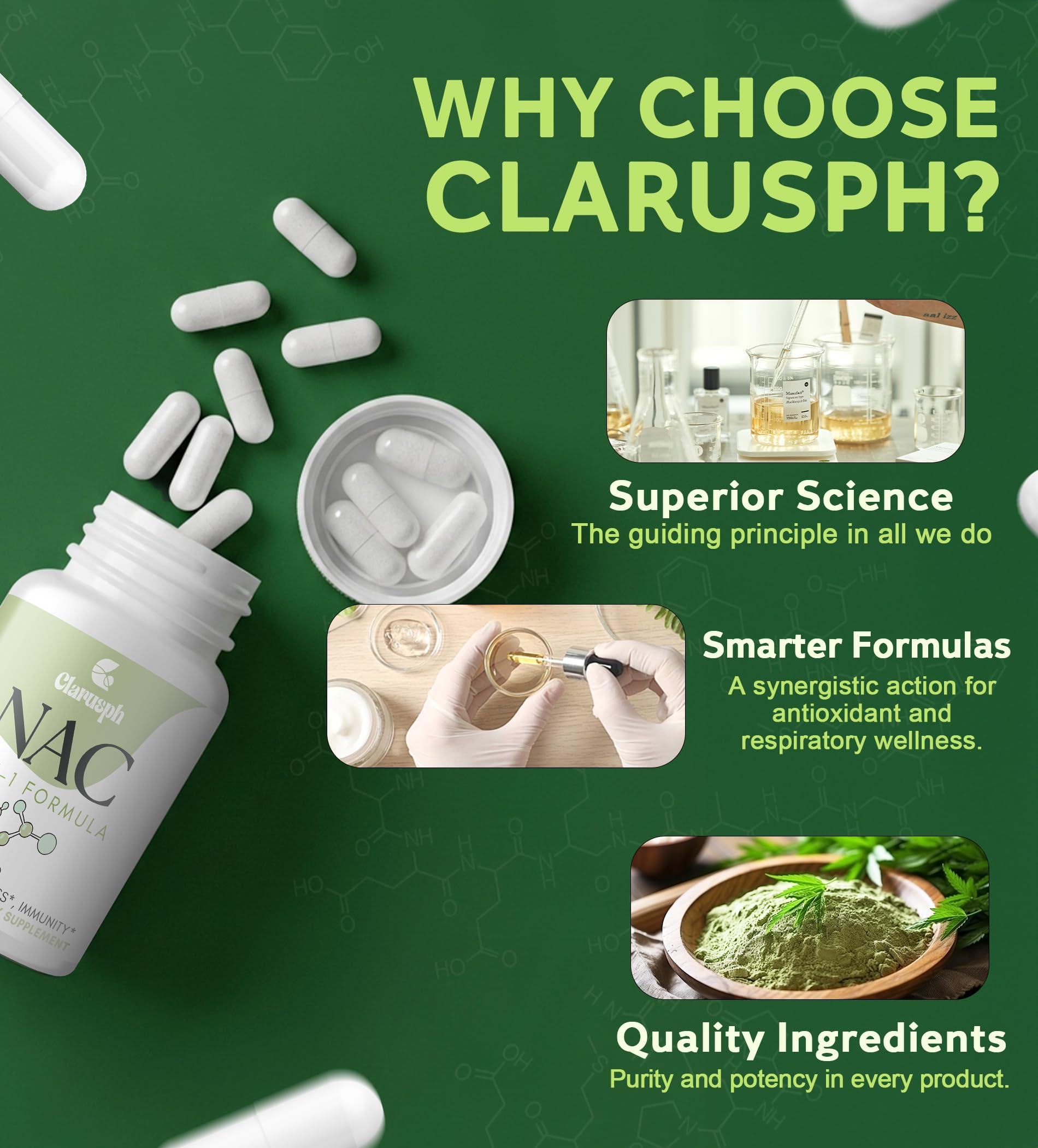 Clarusph NAC combinación sinérgica NAC, bromelina y glicina