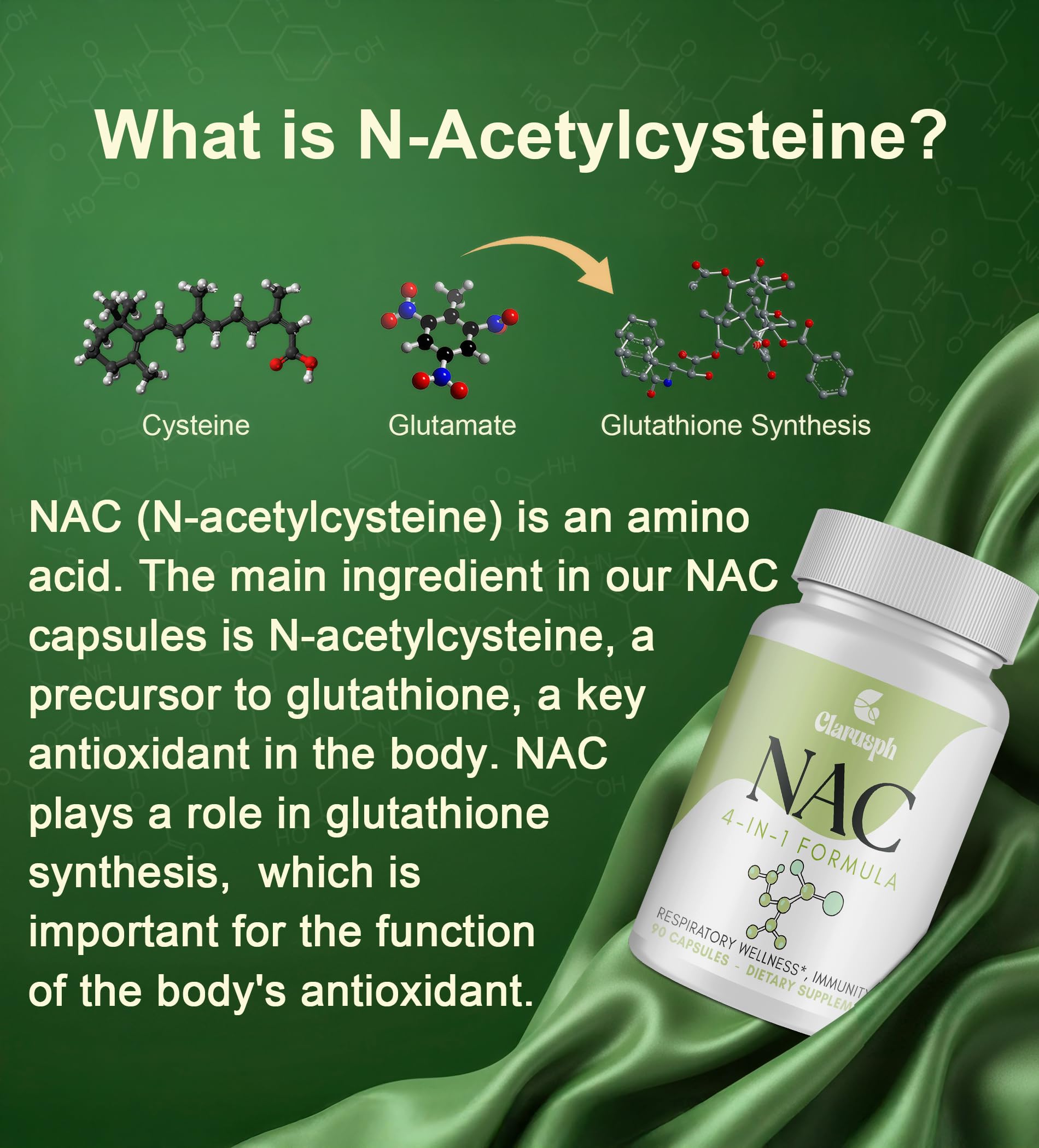 Clarusph NAC glutatión y absorción optimizada para antioxidante