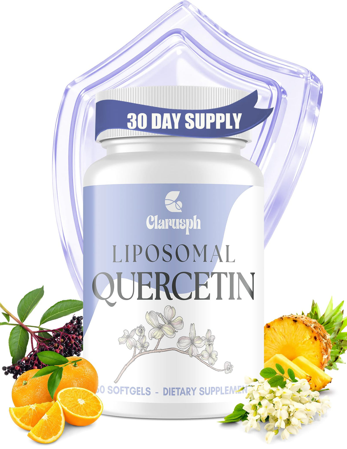 Clarusp Quercetina con Bromelina en botella, cápsulas liposomales de alta absorción para apoyo diario