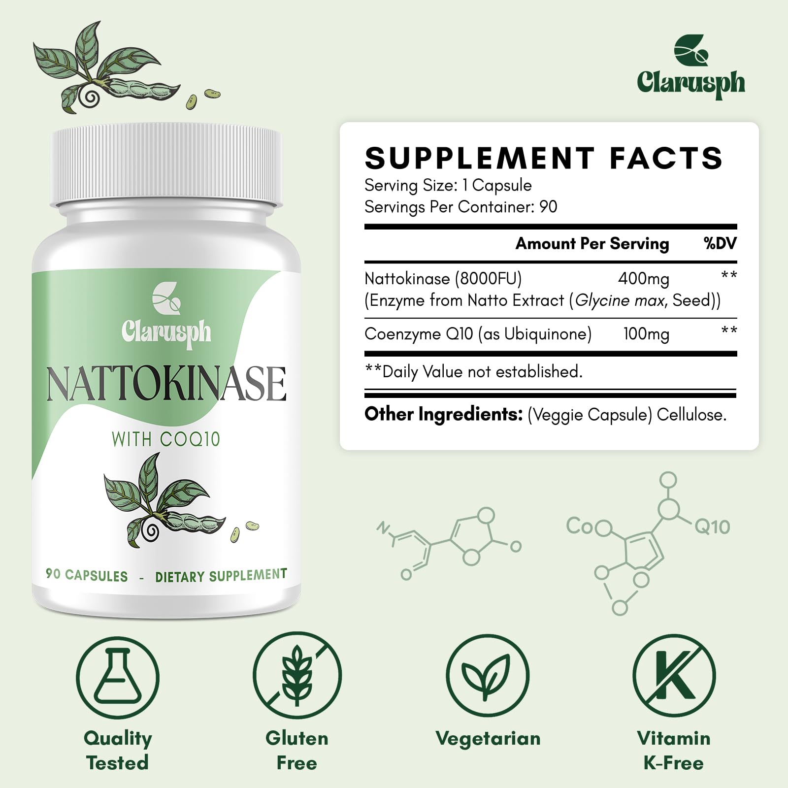 Producto Clarusph sin gluten: etiqueta que certifica opción libre de gluten.
