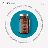 CLAV tabletas muestran dosis diaria de zinc para consumo cómodo.