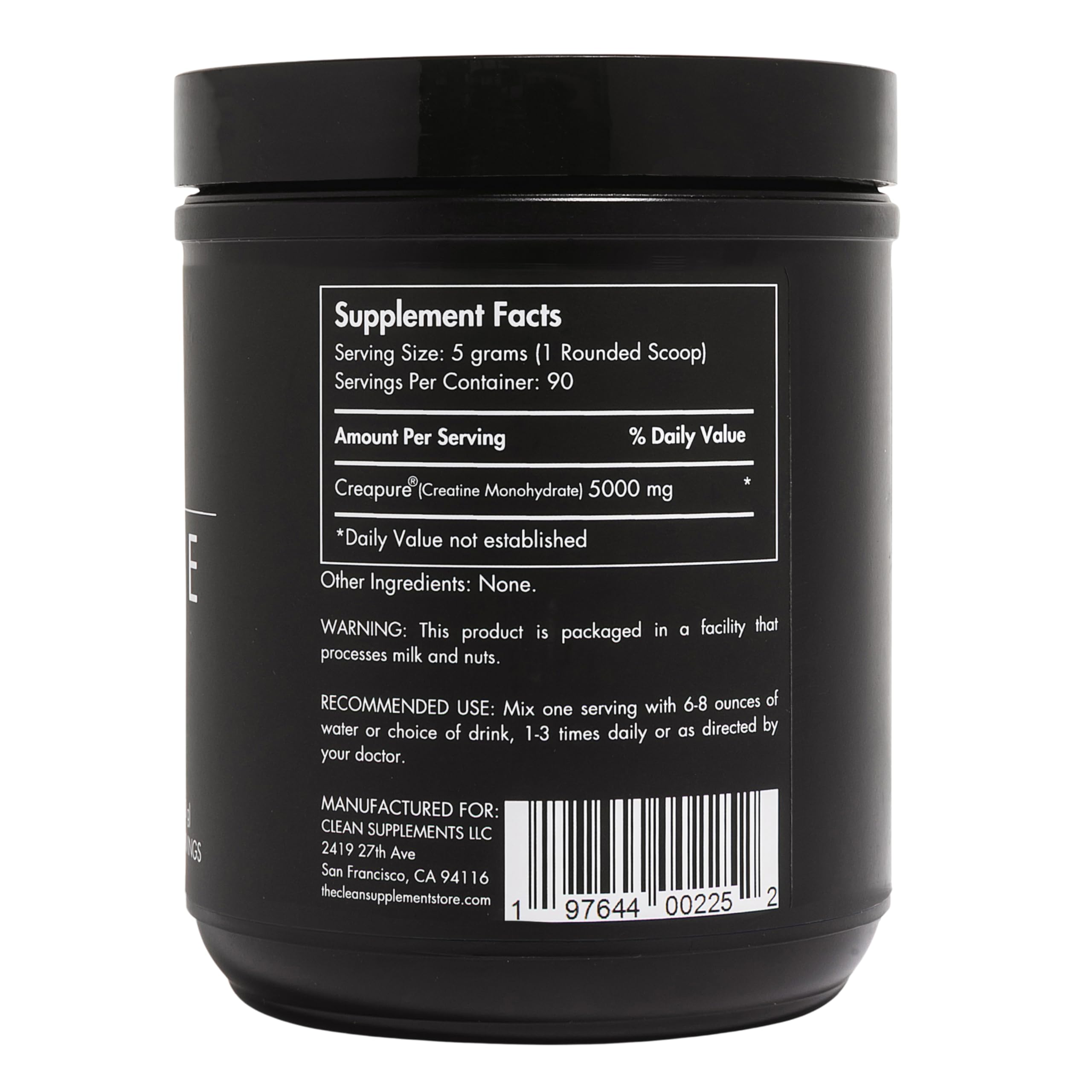 CLEAN Creatine polvo sin sabor se mezcla sin grumos