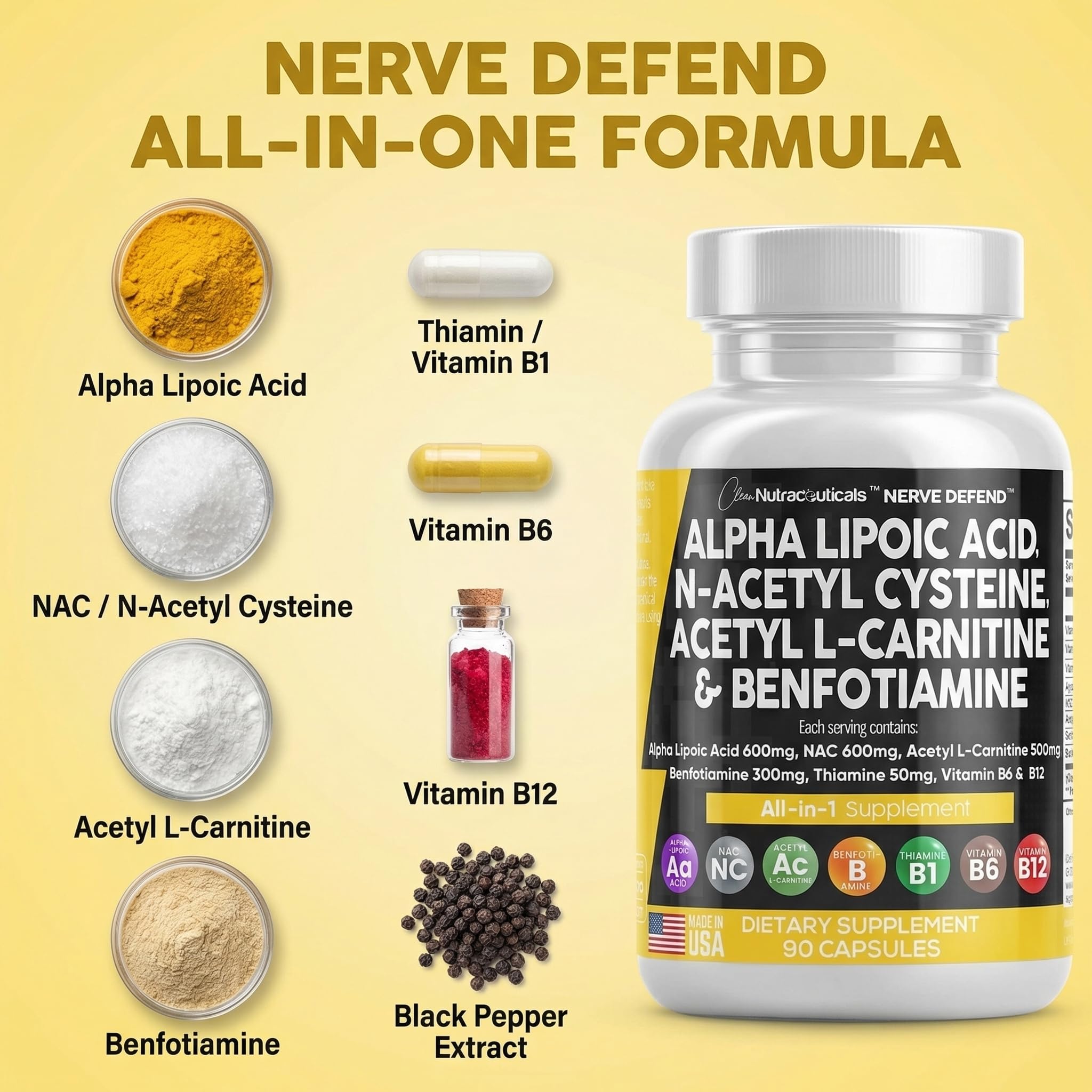 Clean Nutra Acetil L-Carnitina 500 mg, cápsulas para movilidad.