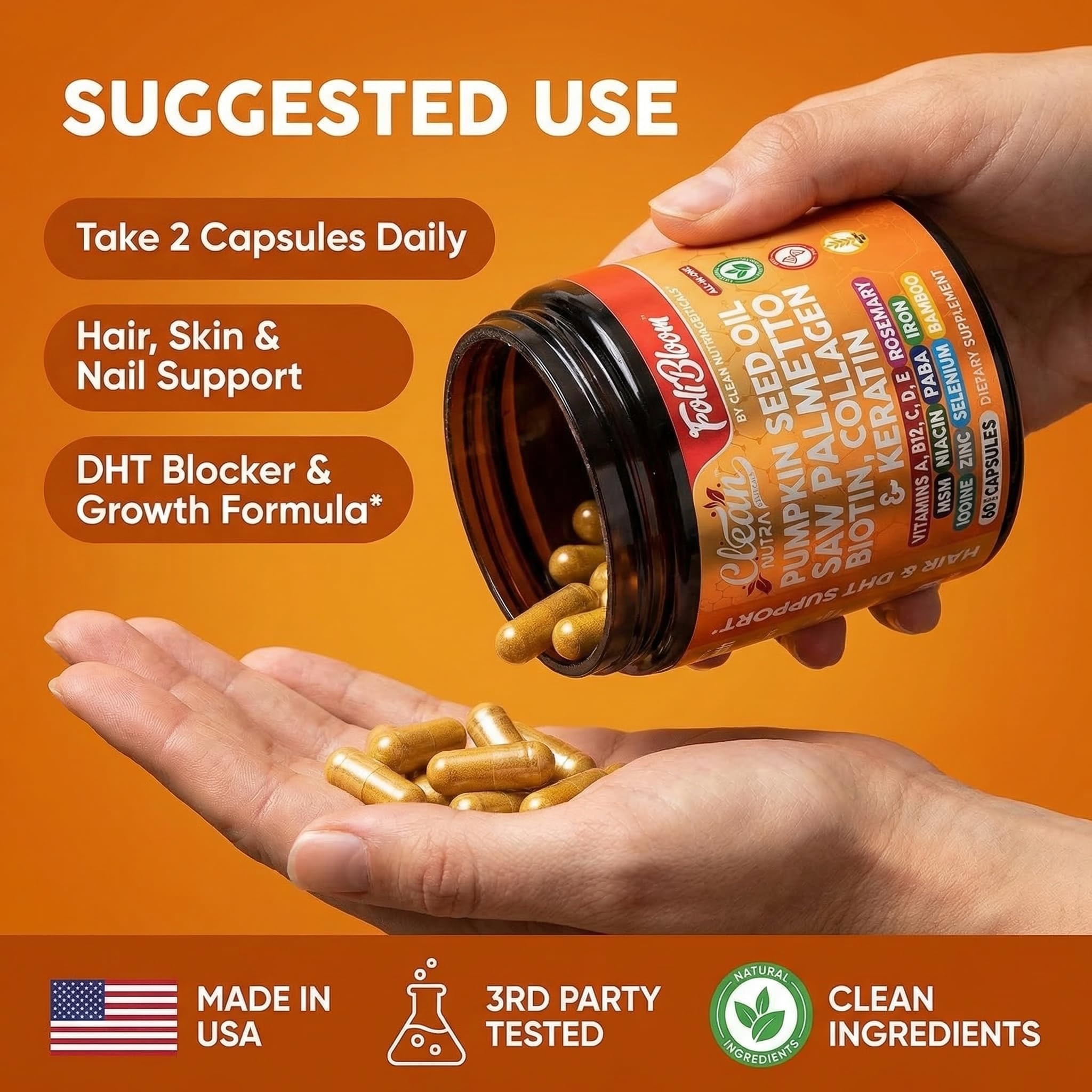 Clean Nutraceuticals biotina y folato para cabello saludable