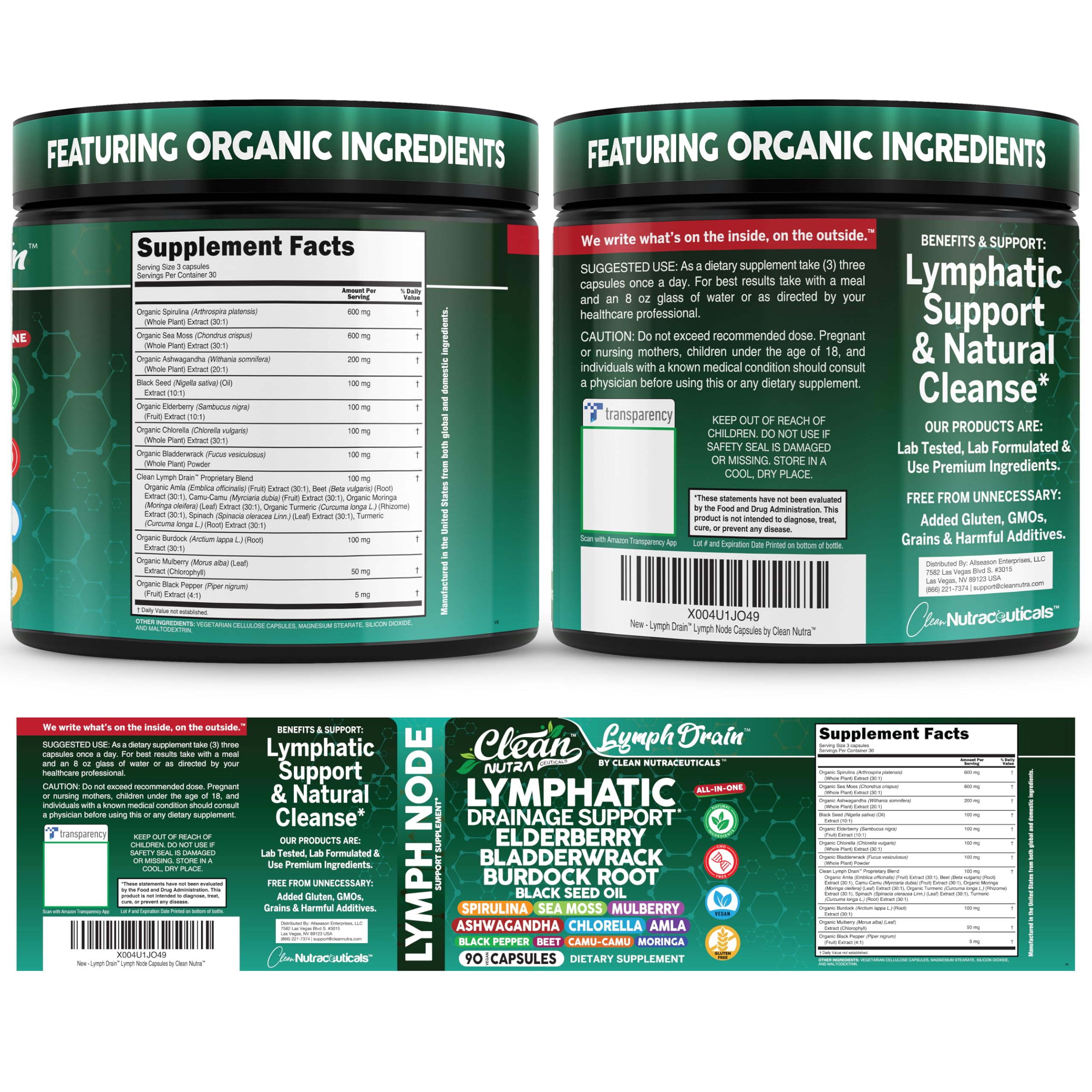 Cápsulas de amla Clean Nutra para antioxidantes naturales.