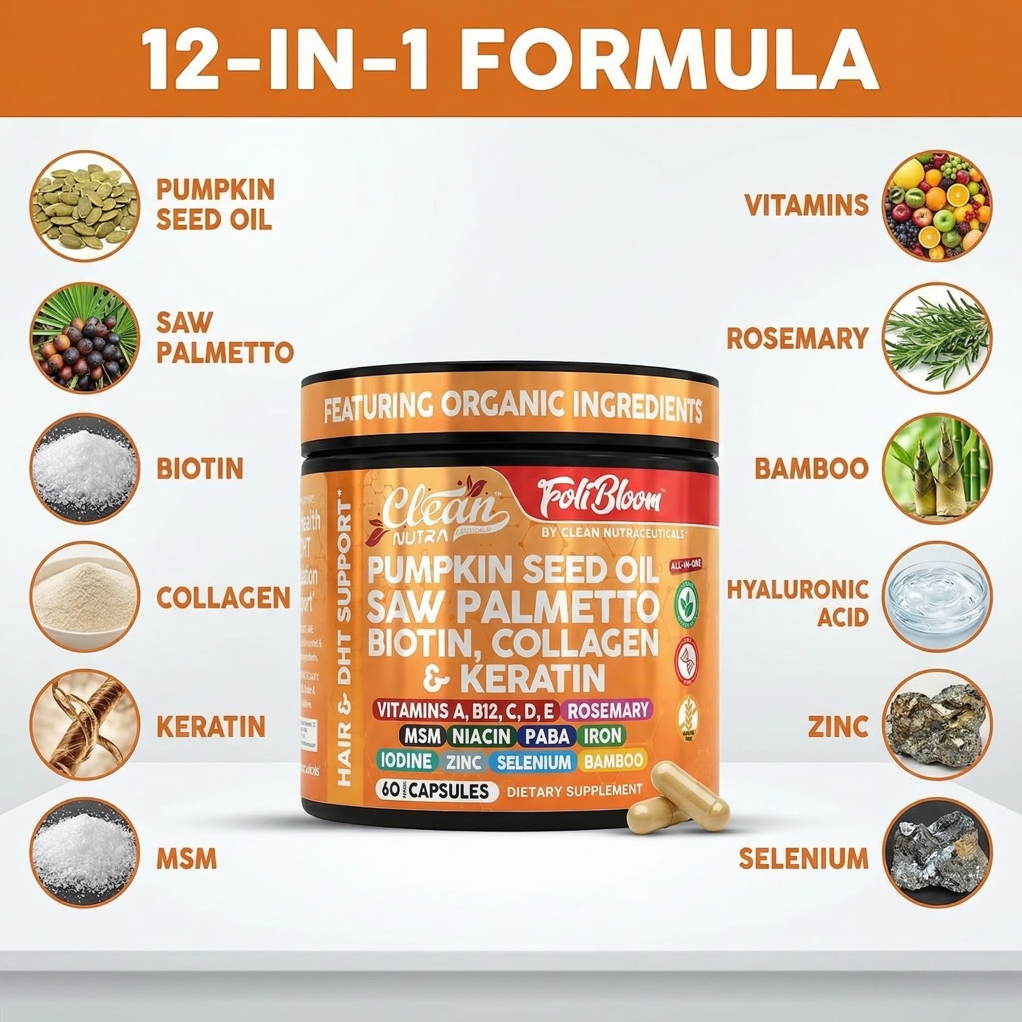 Clean Nutraceuticals colágeno y keratina para brillo del cabello