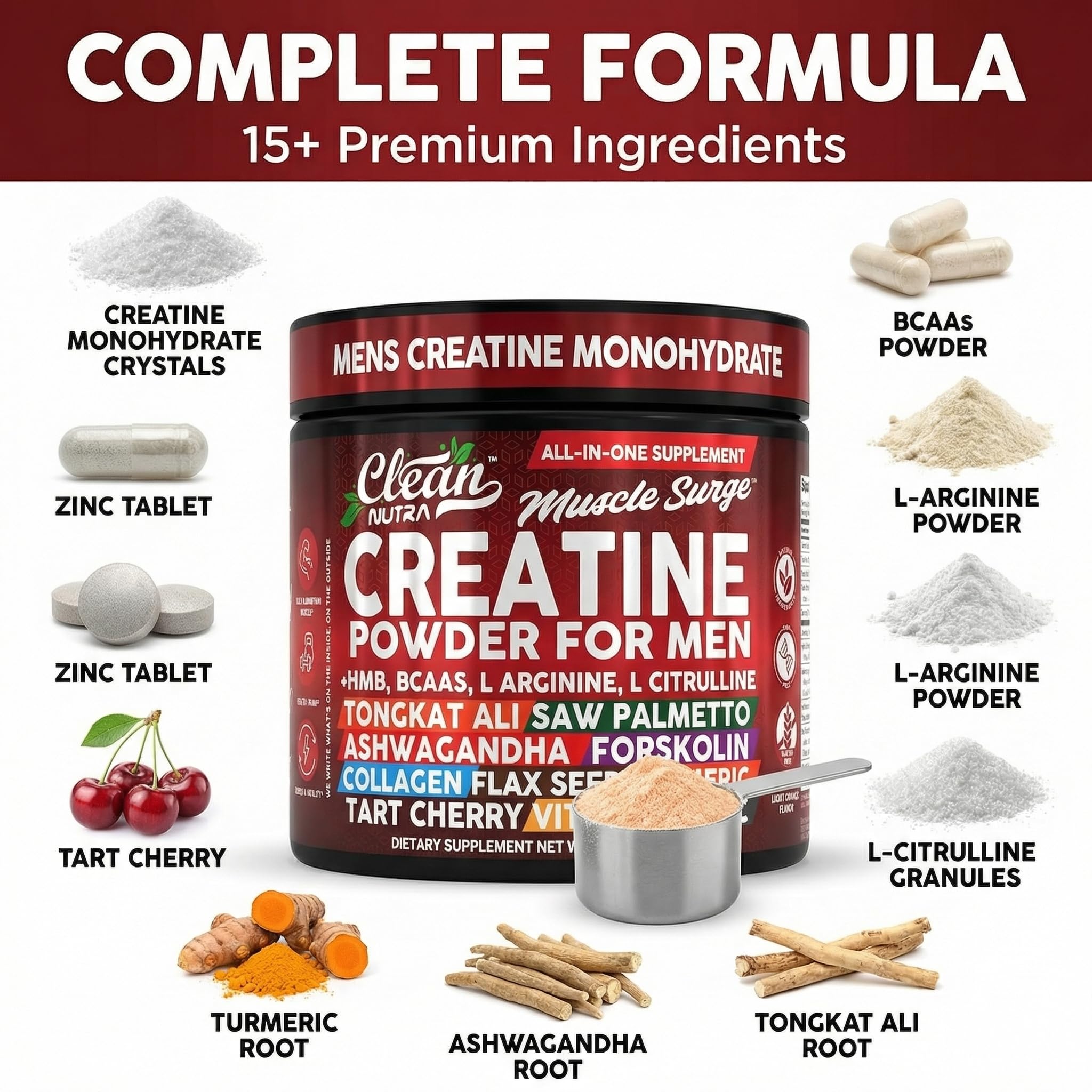 Clean Nutra Creatine Powder: etiqueta detallada con ingredientes y uso recomendado