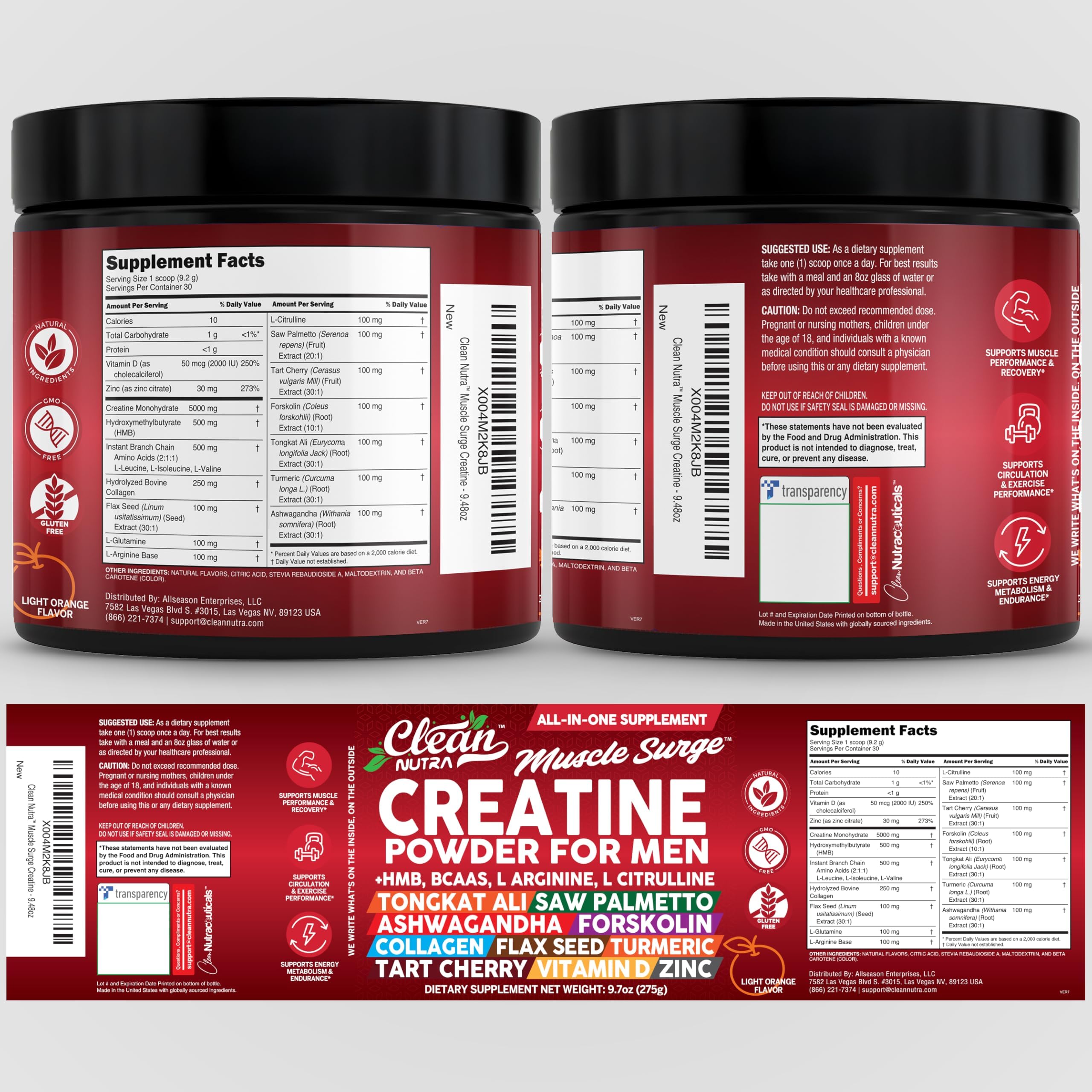 Clean Nutra Creatine Powder: mezcla en agua para un impulso rápido durante el día