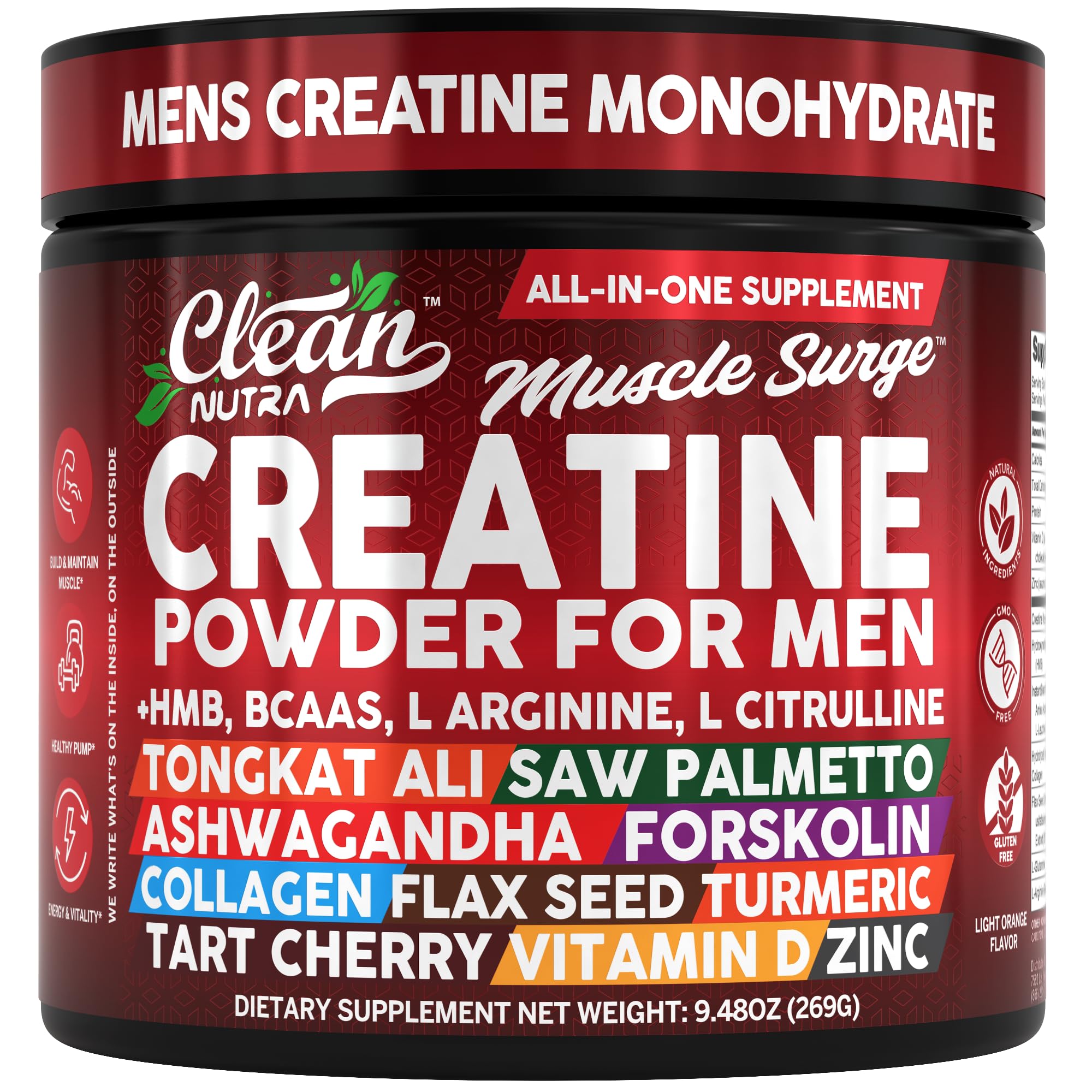 Clean Nutra Creatine Powder: vaso medidor para dosis precisa antes del entrenamiento