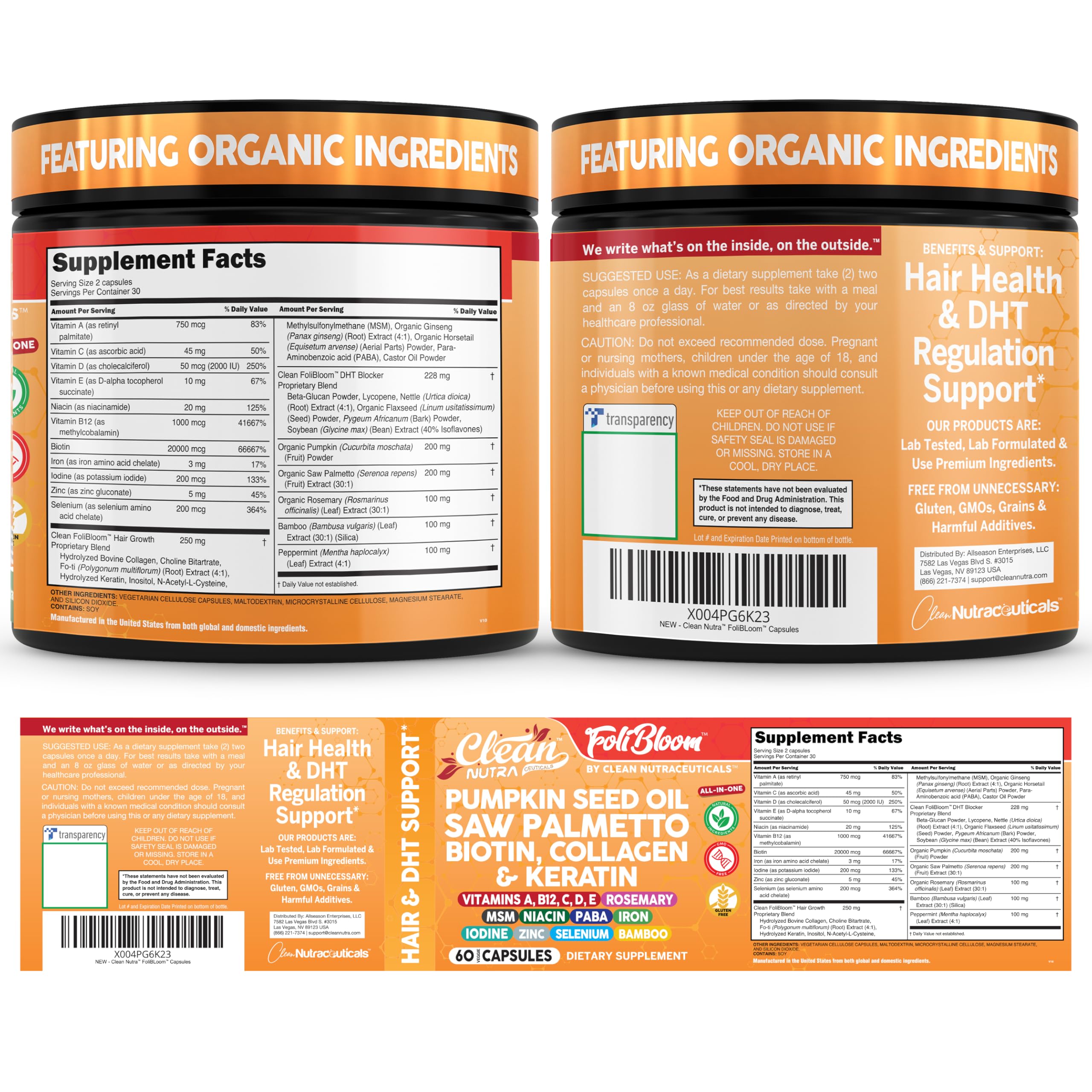 Clean Nutraceuticals etiqueta clara y diseño premium para confianza diaria