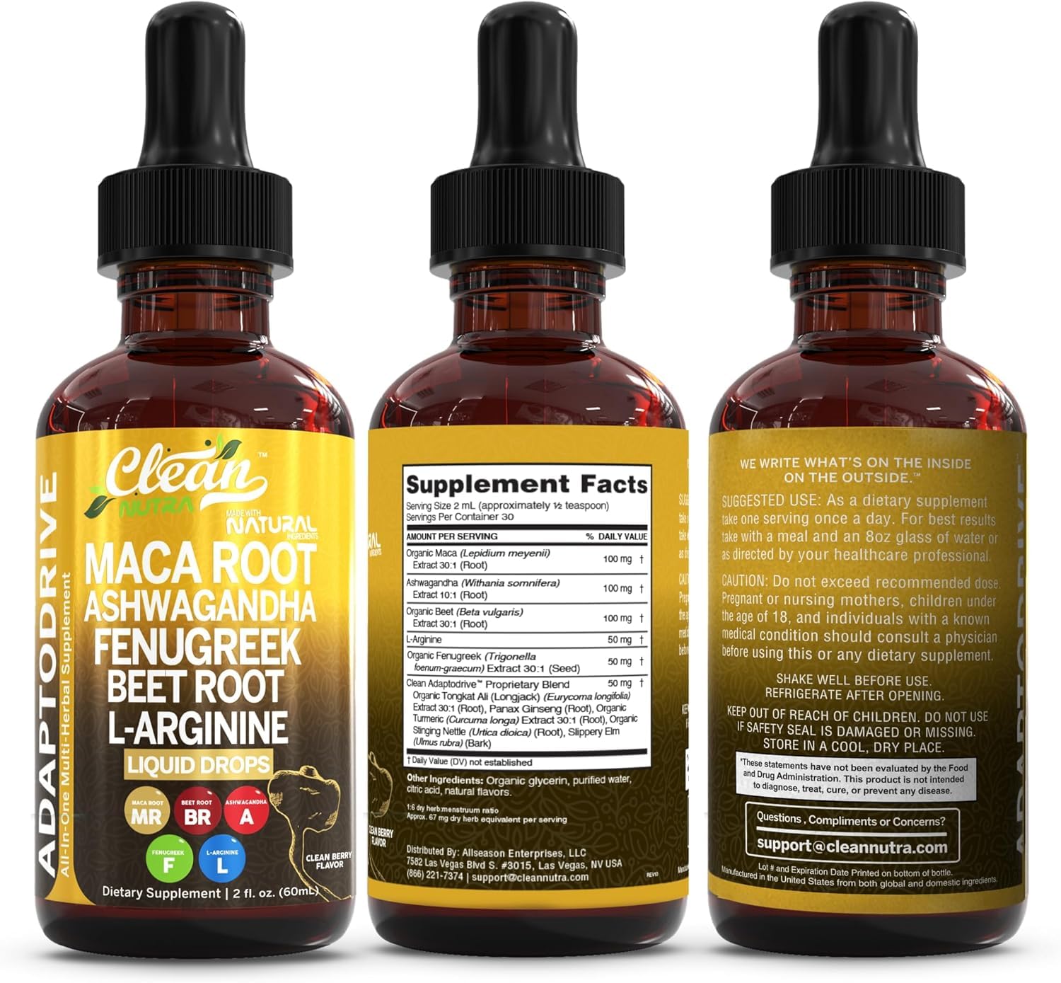 Gotas Clean Nutra para mujeres y hombres, multivitamínico líquido.