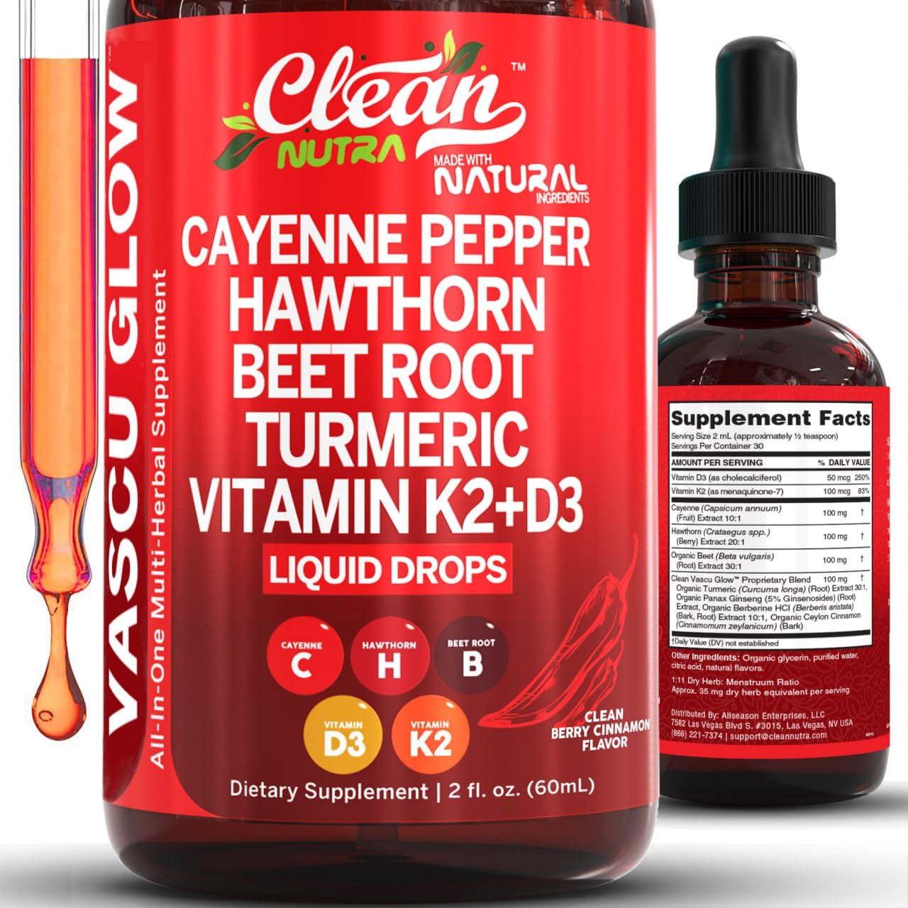 Clean Nutra Gotas Pimienta Cayena Frasco: apoyo diario de bienestar y metabolismo