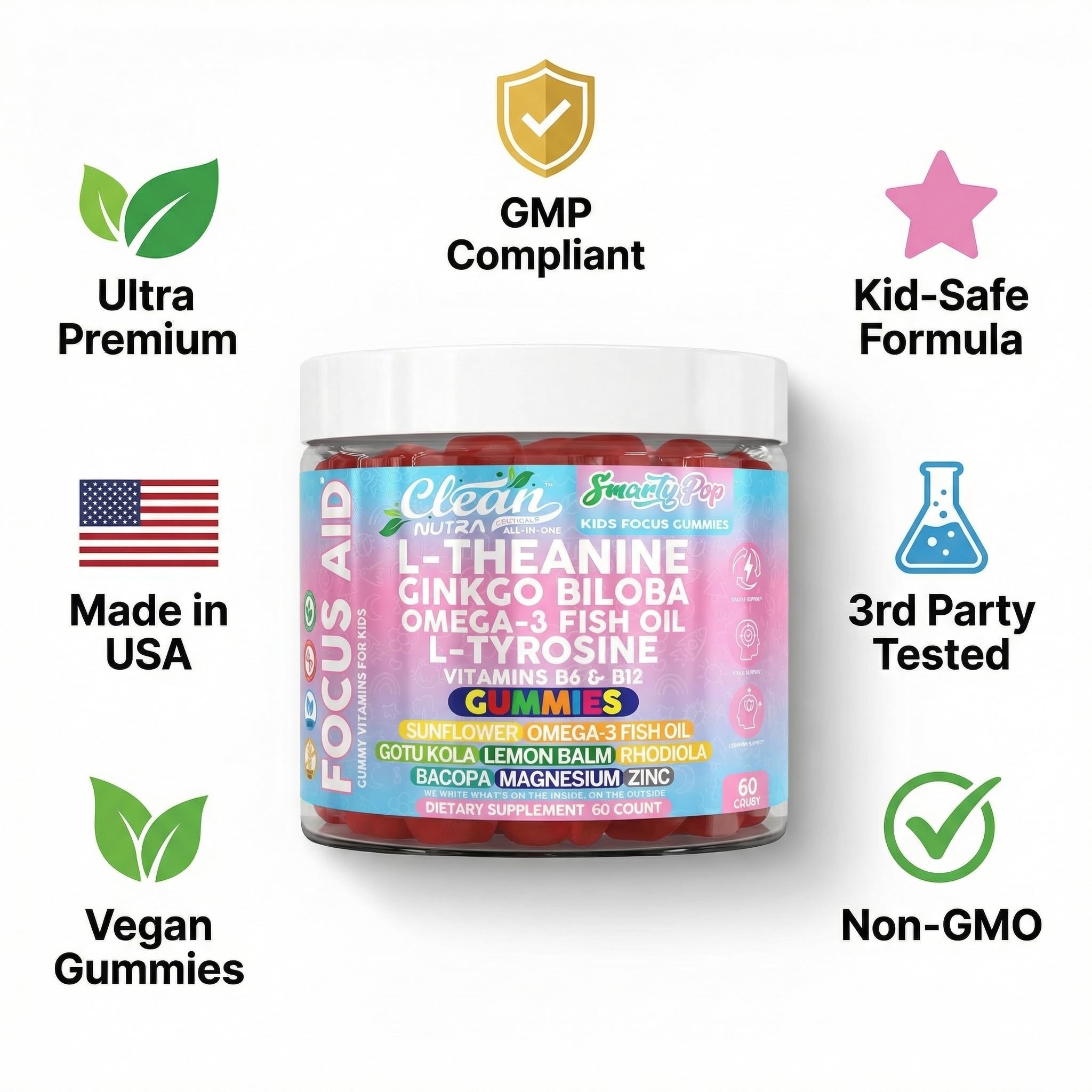 Clean Nutra SmartyPop fórmula vegana y no-GMO