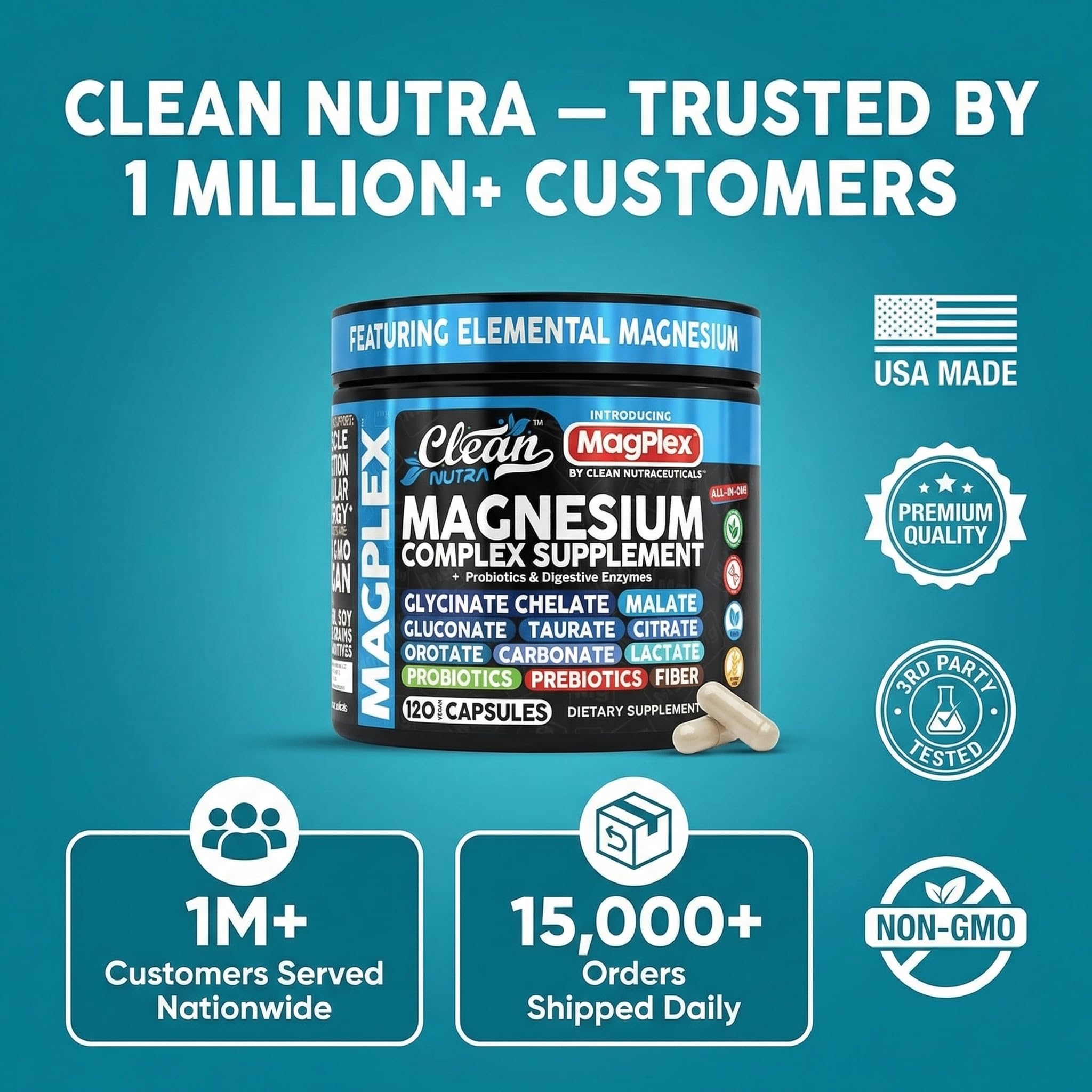 Clean Nutra 8en1 Magnesio: combinación integral para equilibrio diario.