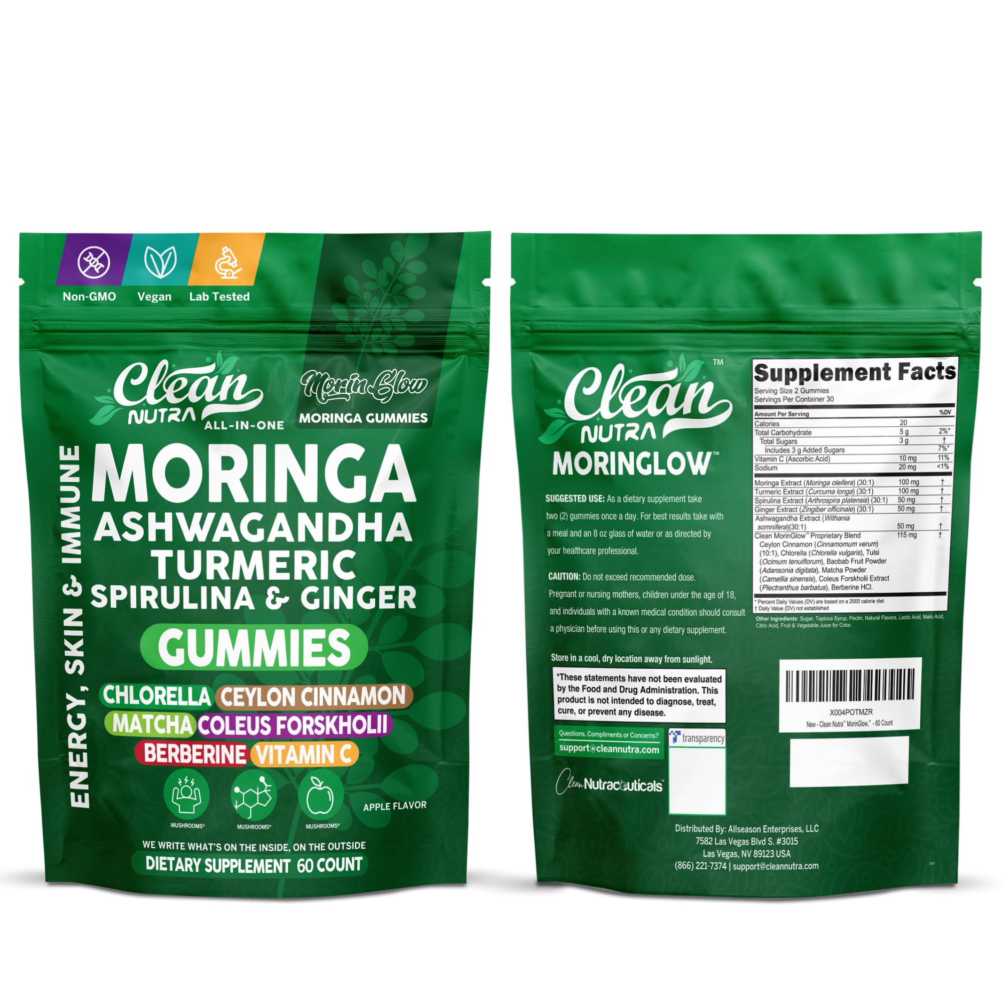 Gominas Clean Nutra Moringa para viaje, conveniente en cualquier momento.
