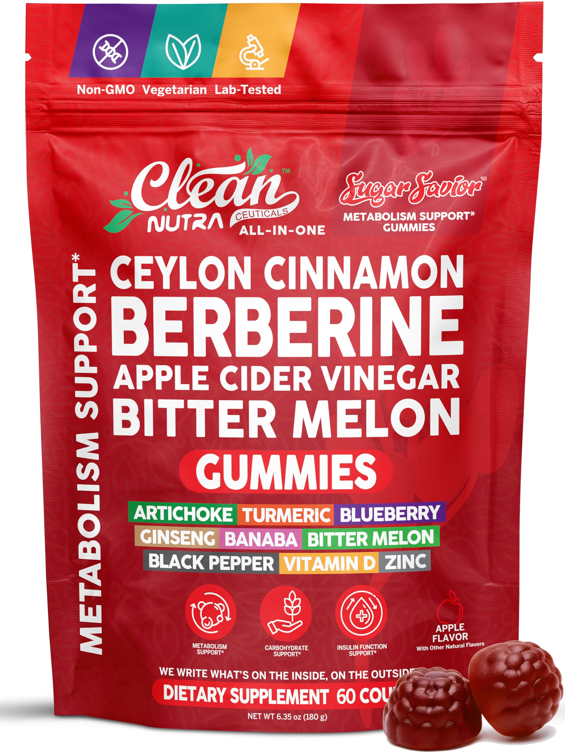 Sugar Savior de Clean Nutra, botella en primer plano para apoyo a la rutina diaria