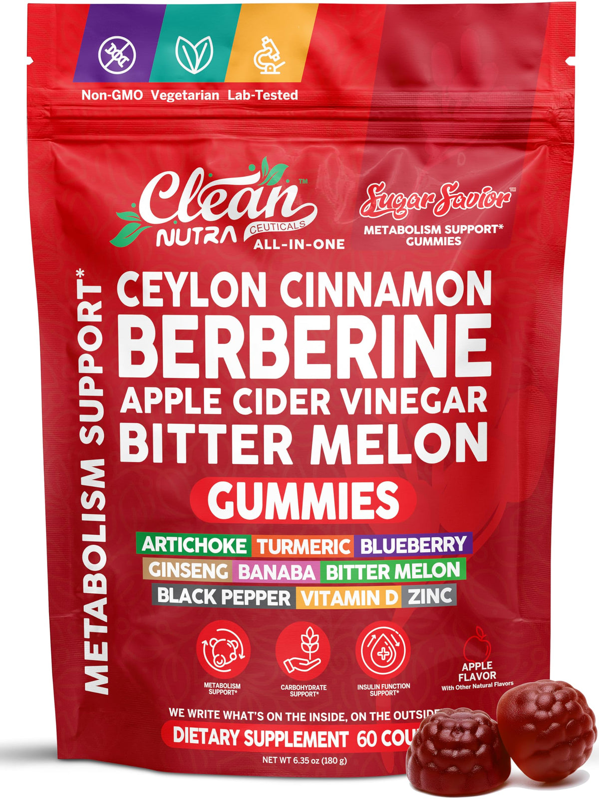 Sugar Savior de Clean Nutra, botella en primer plano para apoyo a la rutina diaria