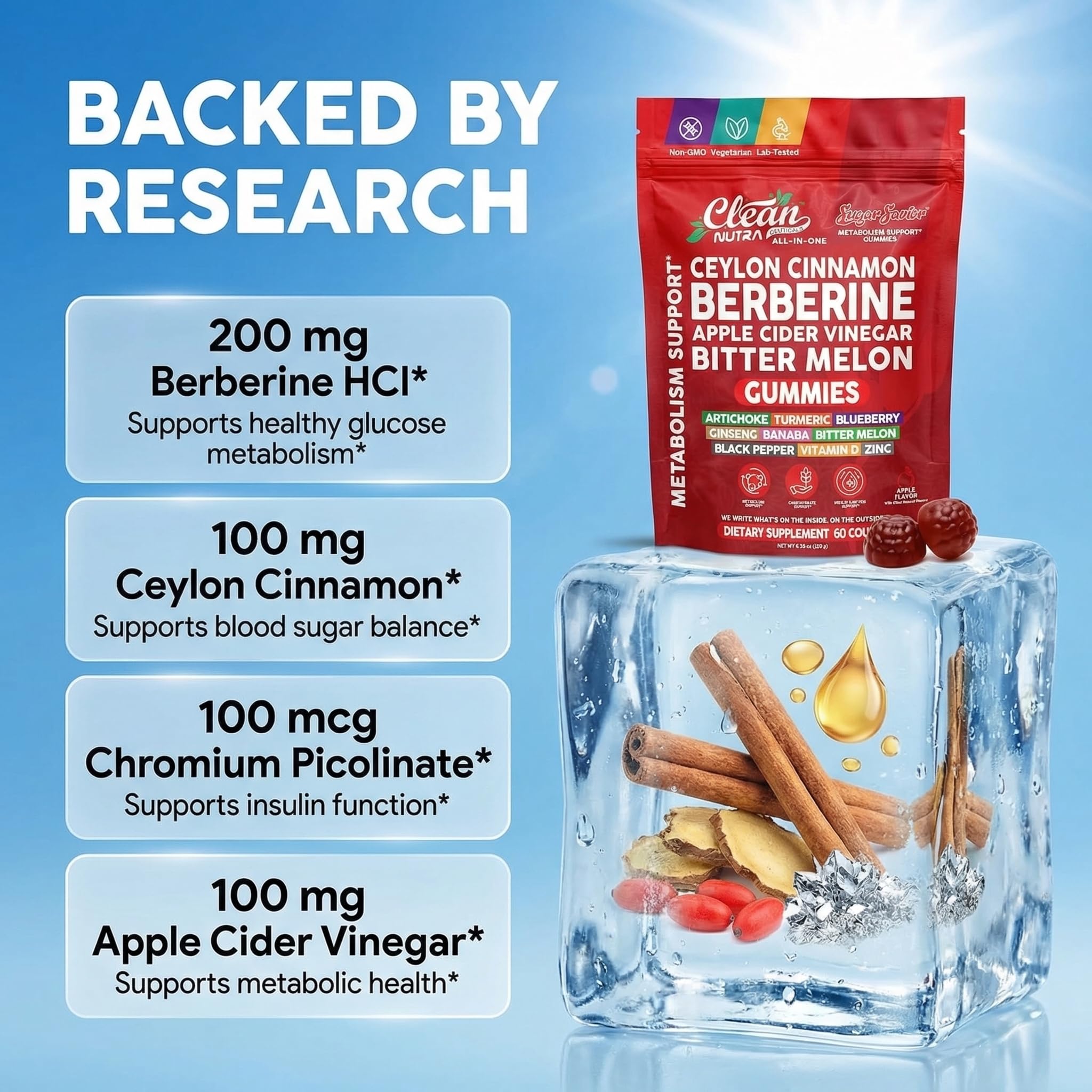 Etiqueta Sugar Savior destaca berberina y canela Ceilán