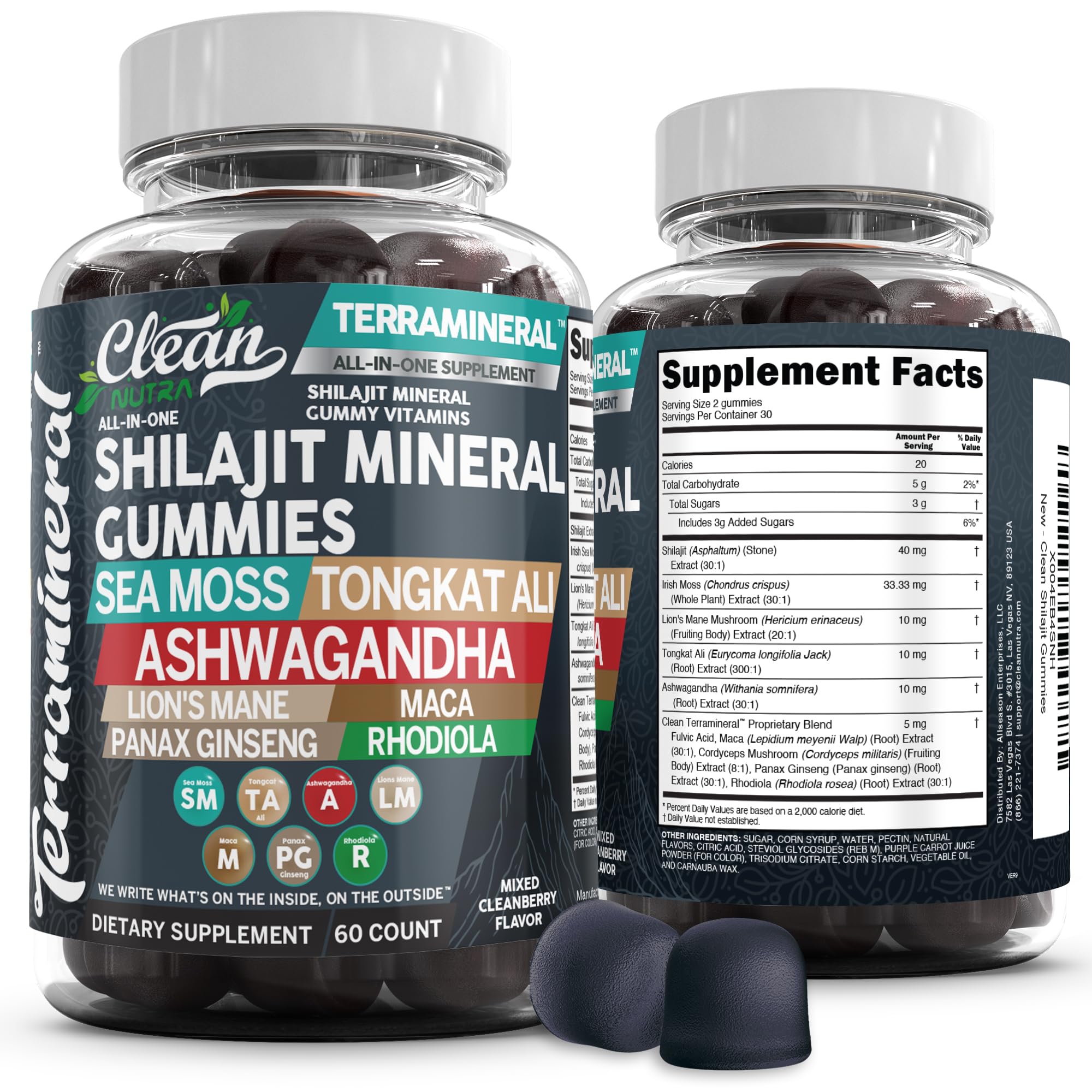 Terramineral Shilajit Gomitas de Clean Nutra: botella lista para uso diario