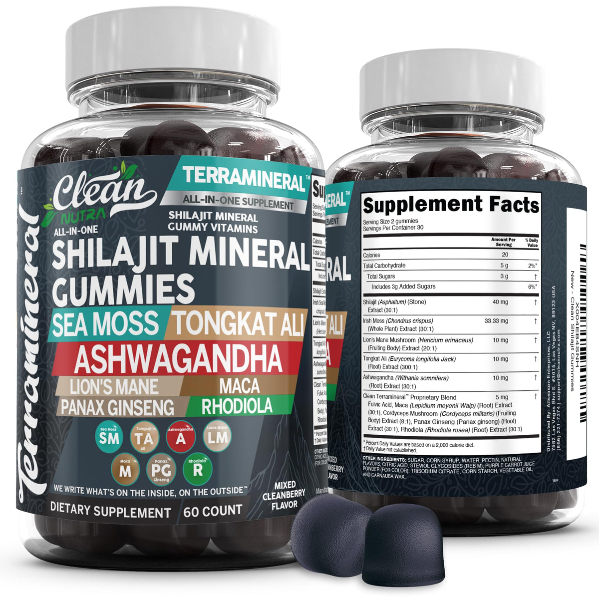 Terramineral Shilajit Gomitas de Clean Nutra: botella lista para uso diario