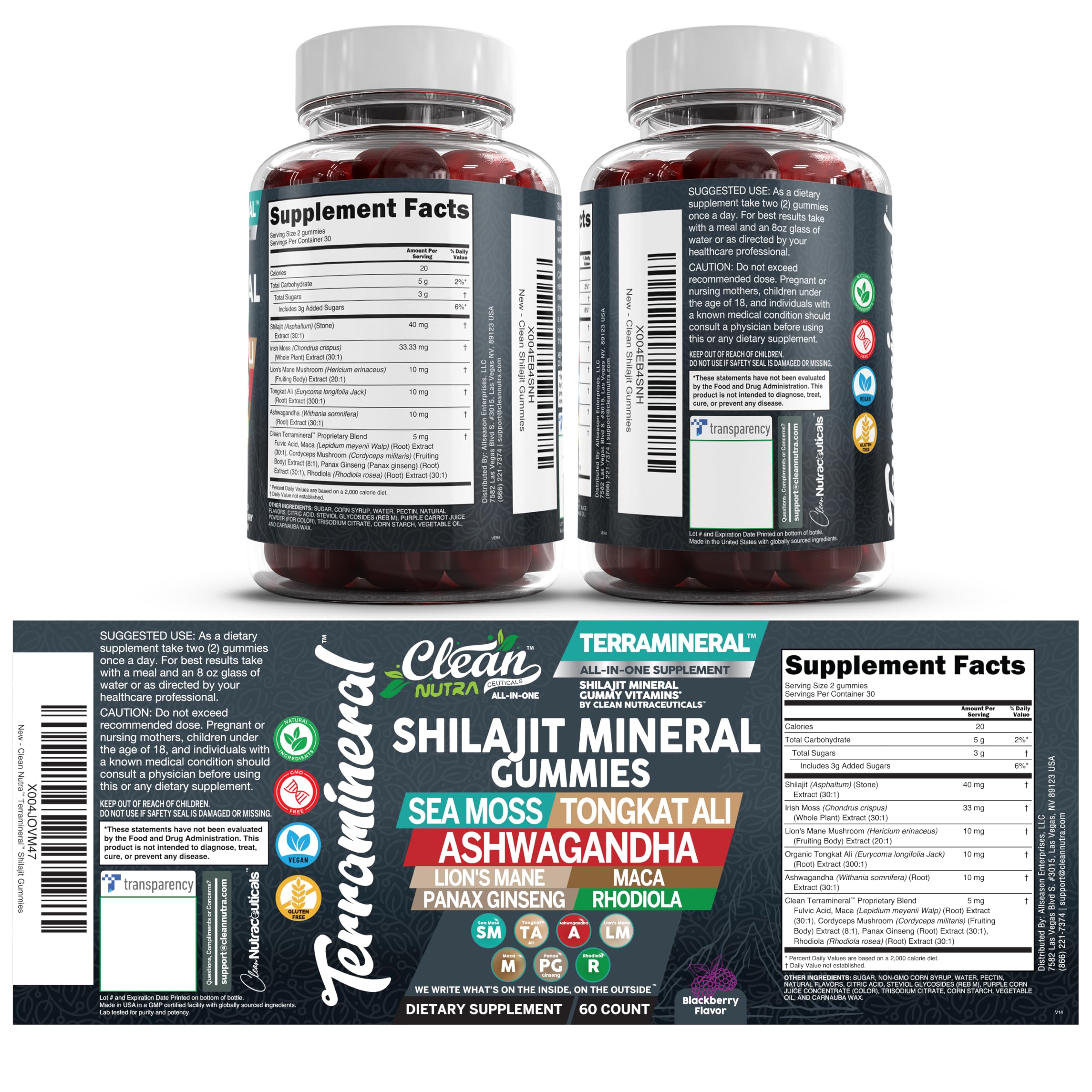 Terramineral Shilajit Gomitas de Clean Nutra: merienda para energía diaria