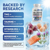 Clean Nutra TMG 1000mg, etiqueta frontal con lista de nutrientes.