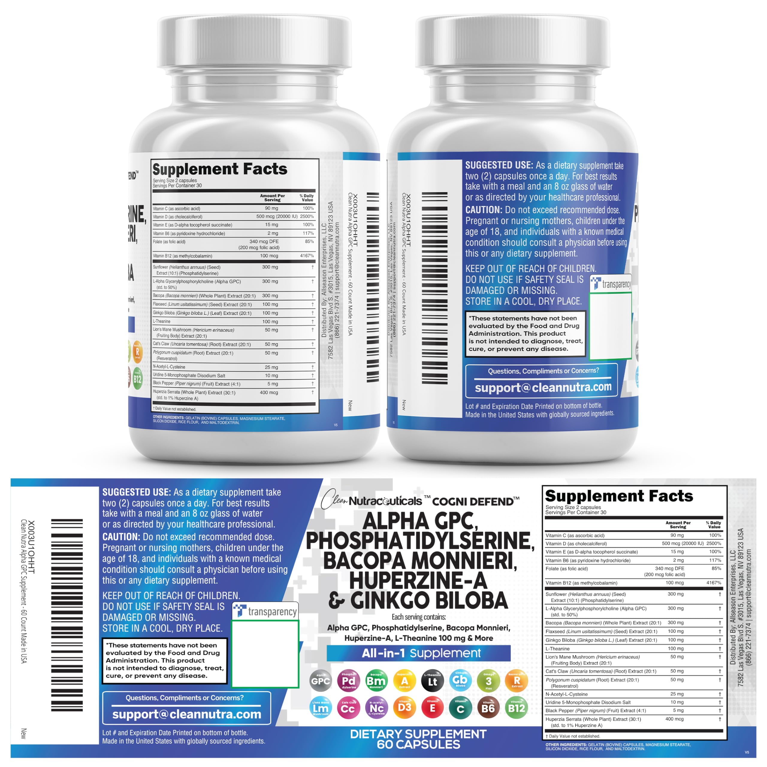 Omega-3 de Clean Nutraceuticals en cápsulas para protección cerebral.