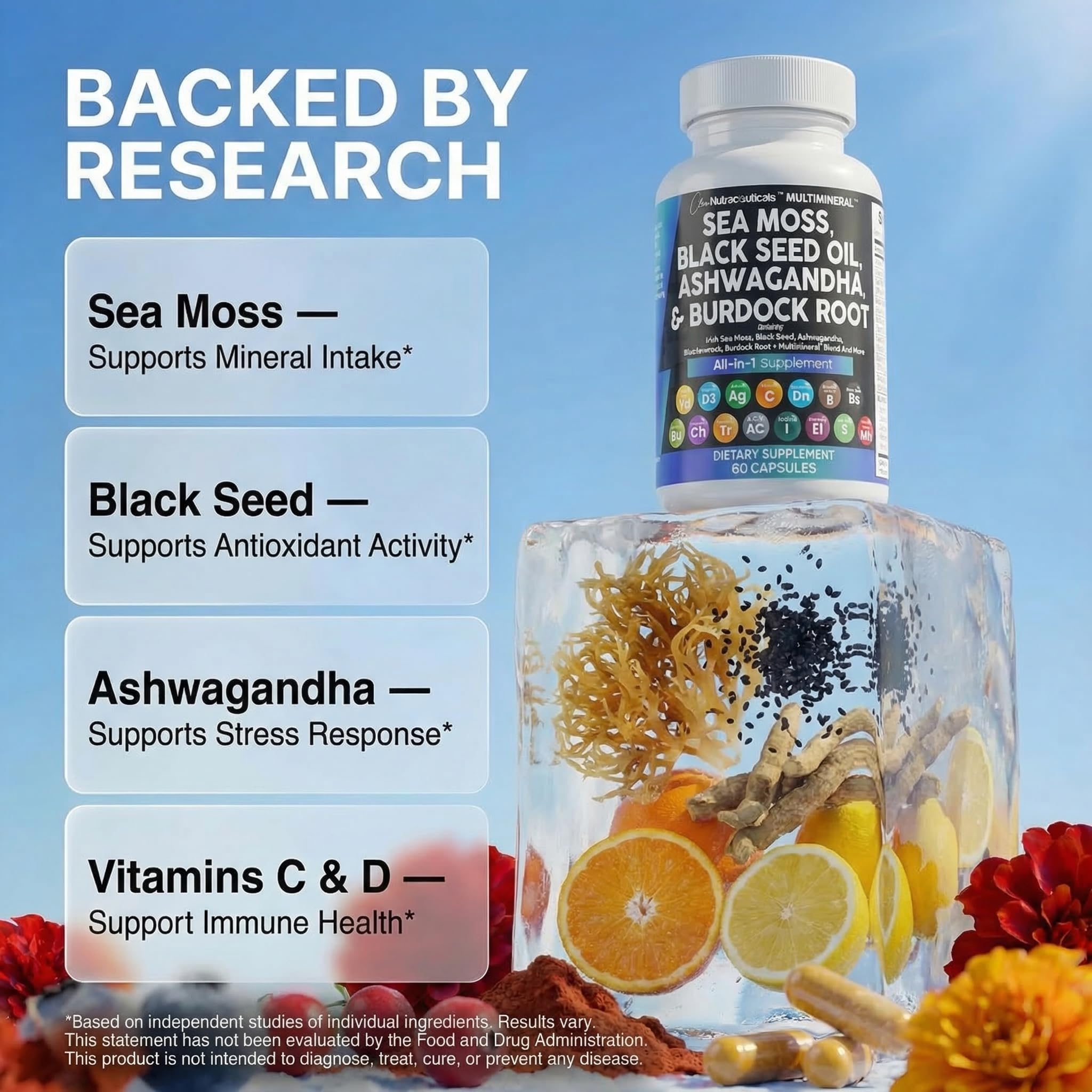 Clean Nutraceuticals ashwaganda en capsulas para calma y foco