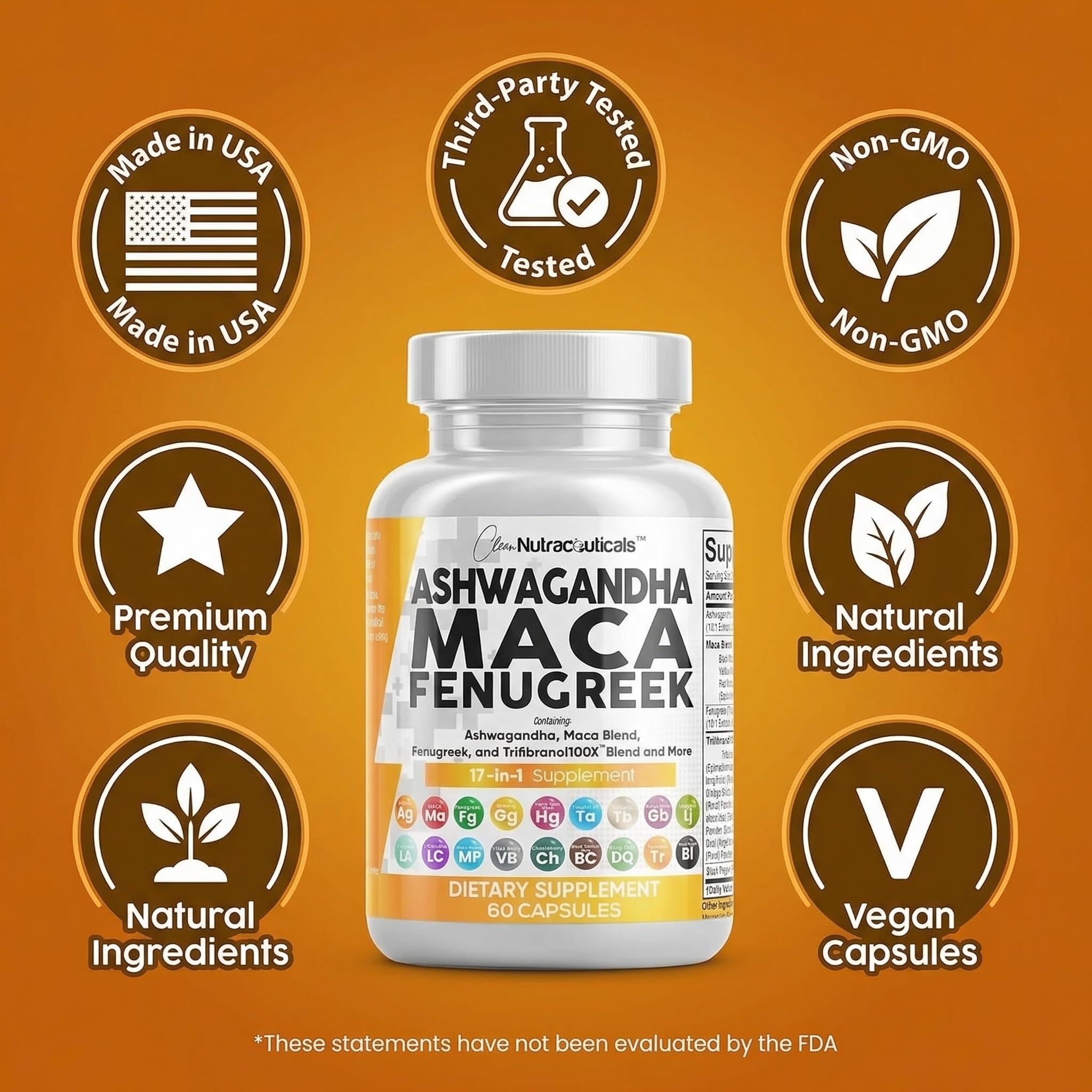 Clean Nutraceuticals Ashwagandha Maca, cápsulas suaves y fáciles de tragar
