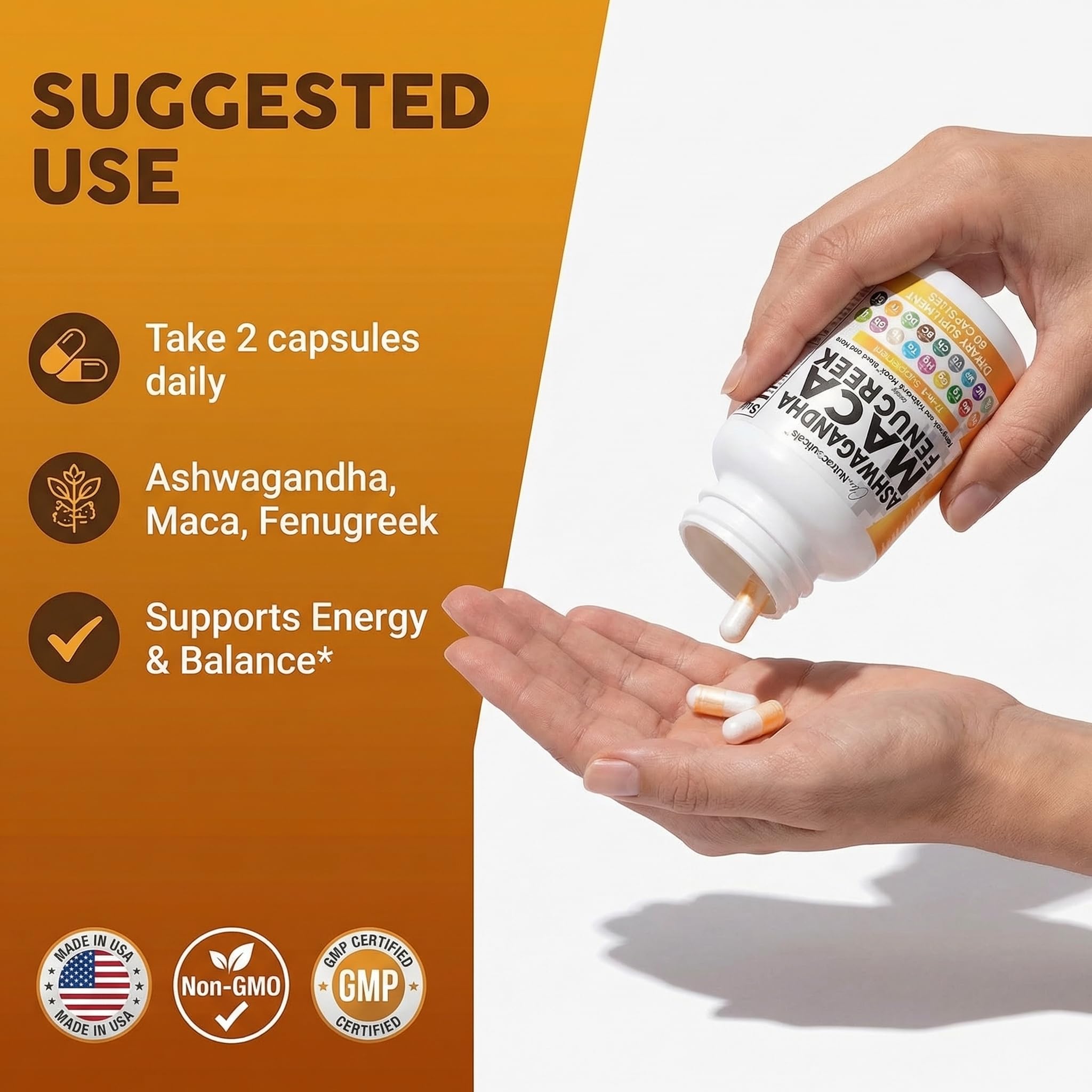 Clean Nutraceuticals Ashwagandha Maca, lista de ingredientes 17 en 1 en la etiqueta