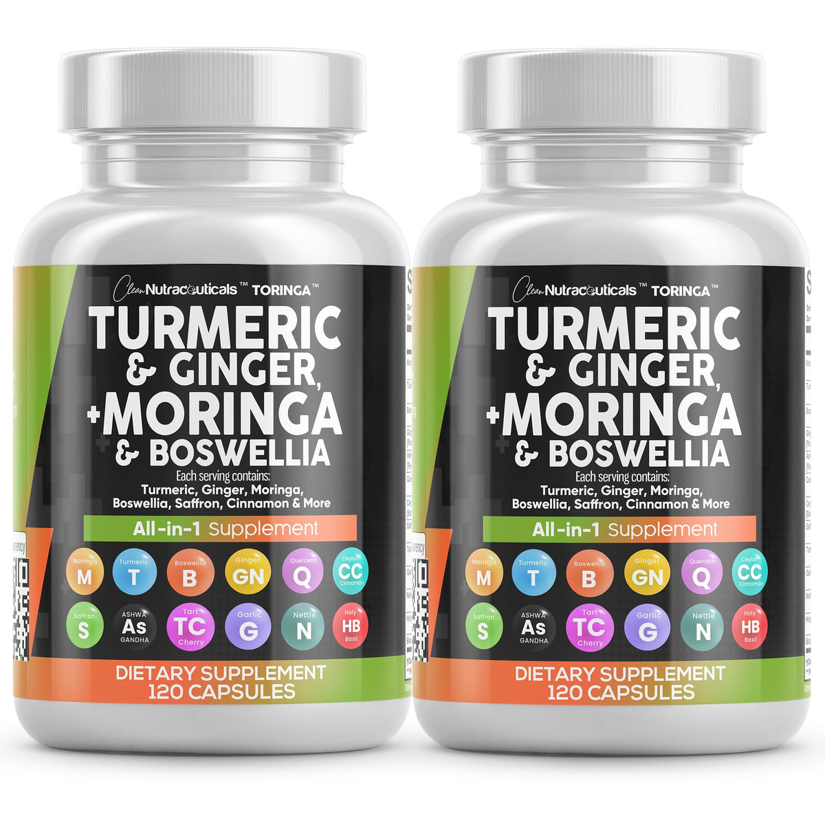 Clean Nutraceuticals: botella de curcumina y moringa para apoyo diario del bienestar