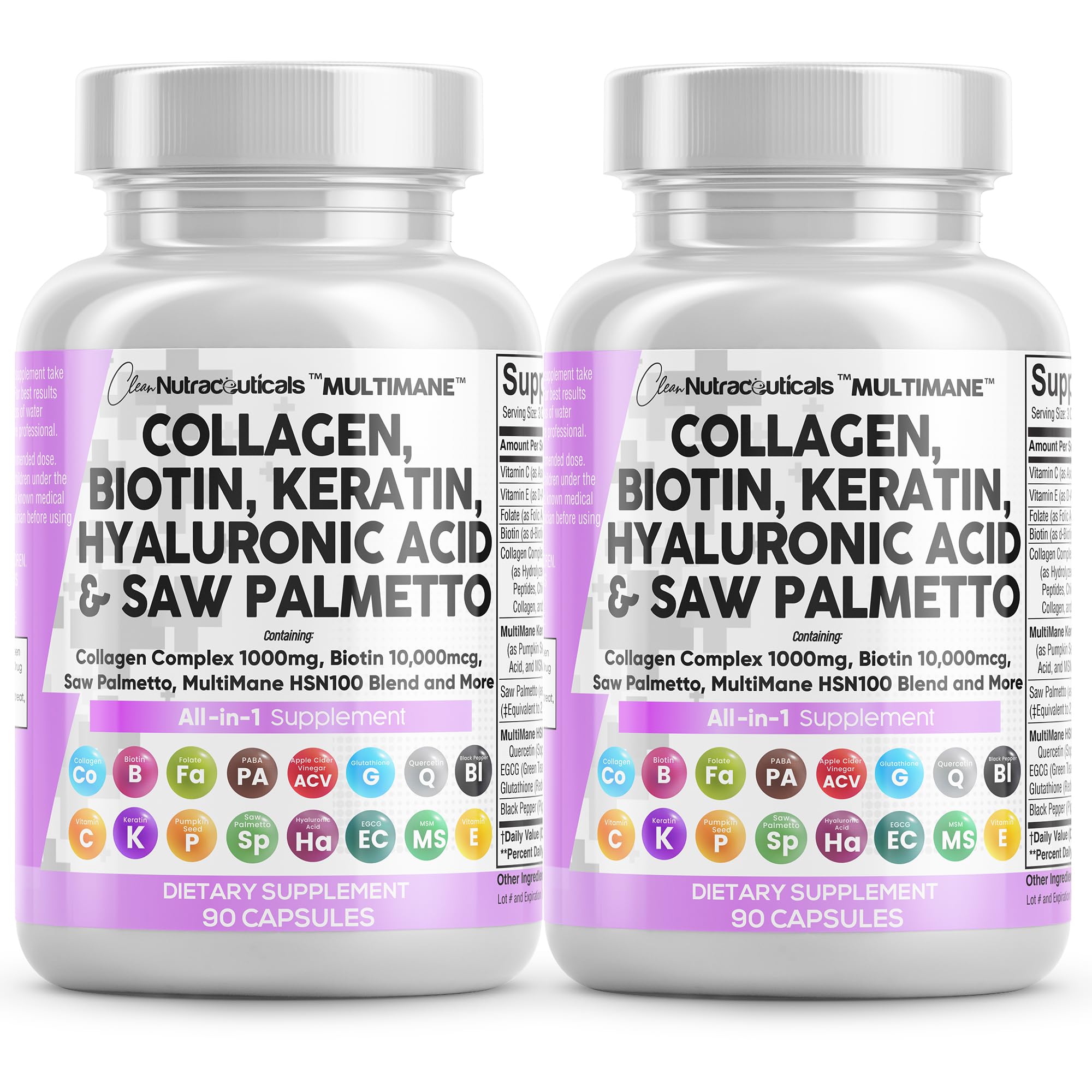 Clean Nutraceuticals: cápsulas de colágeno 1000 mg en frascos para cabello y uñas